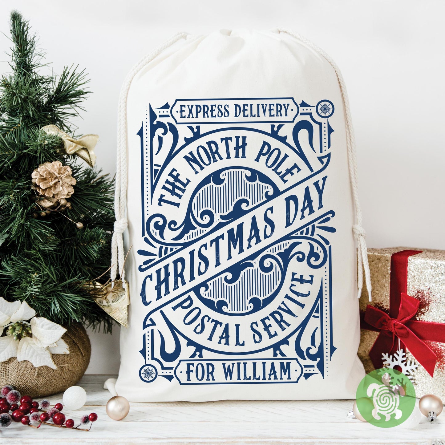 Personalised Christmas Traditional Sack, Luxury Linen Polyester Sack, Christmas Eve Box, 1st Christmas sack, Toy Gift bag, Family Christmas