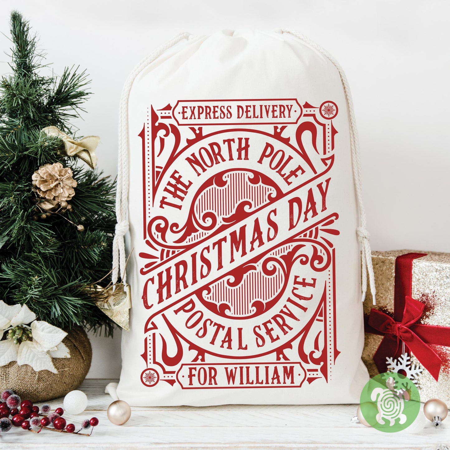 Personalised Christmas Traditional Sack, Luxury Linen Polyester Sack, Christmas Eve Box, 1st Christmas sack, Toy Gift bag, Family Christmas