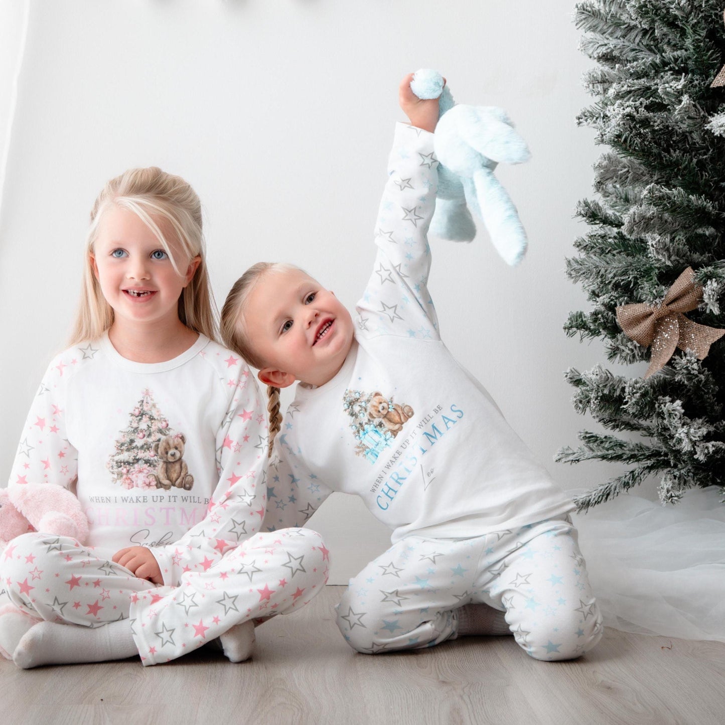 Luxury Blue Teddy When I Wake Up It Will Be Christmas, Blue Festive, Xmas Set, Tight-fitting style, Christmas Eve Outfit, Festive Gift