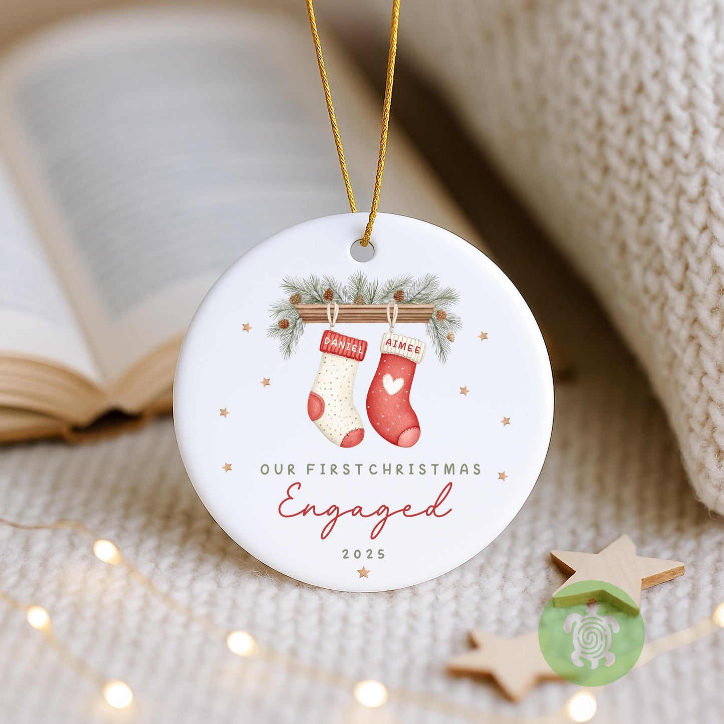 Personalised Couples First Christmas Ornament, Ceramic Bauble, 1st Xmas Married, Engaged, Together, Keepsake 2025, Just Married, New Parents