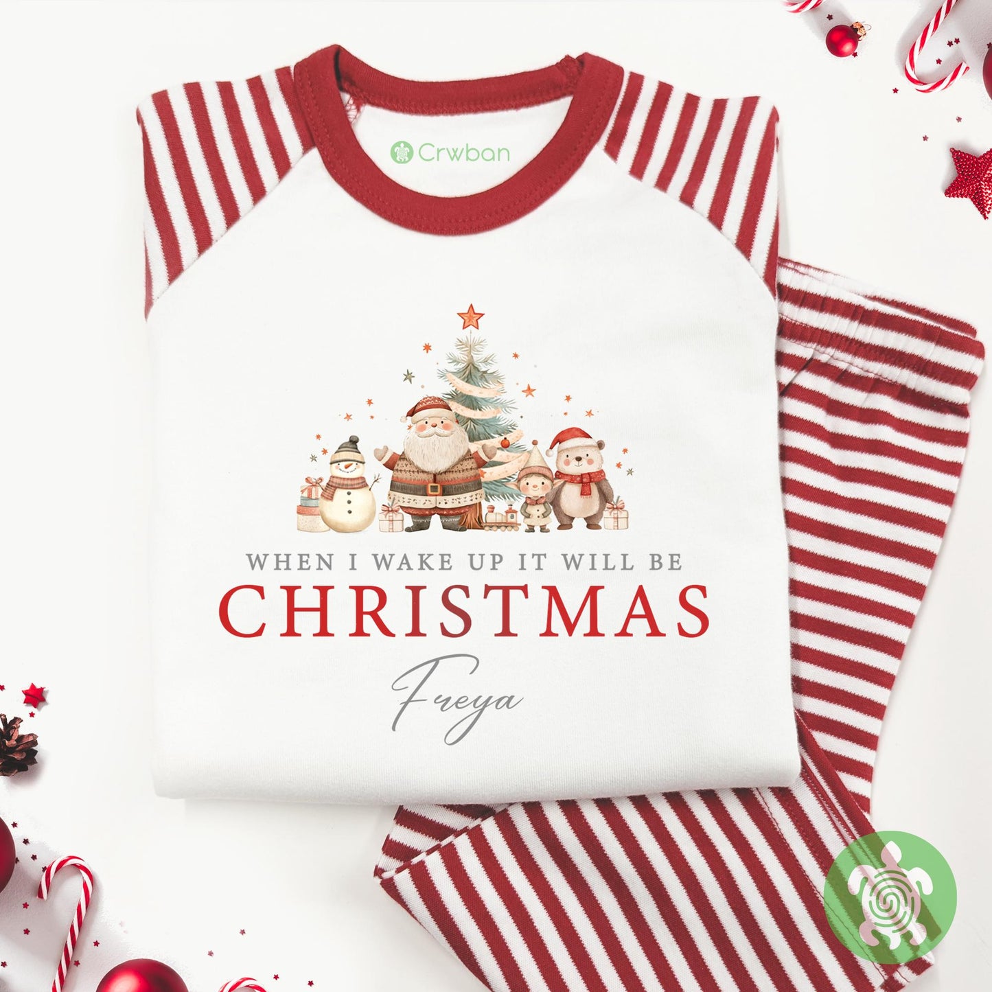 Luxury Red Cosy Christmas Santa Christmas Outfit, Festive Pattern, Personalised Clothing Set, Tight-fitting style, Christmas Eve Box