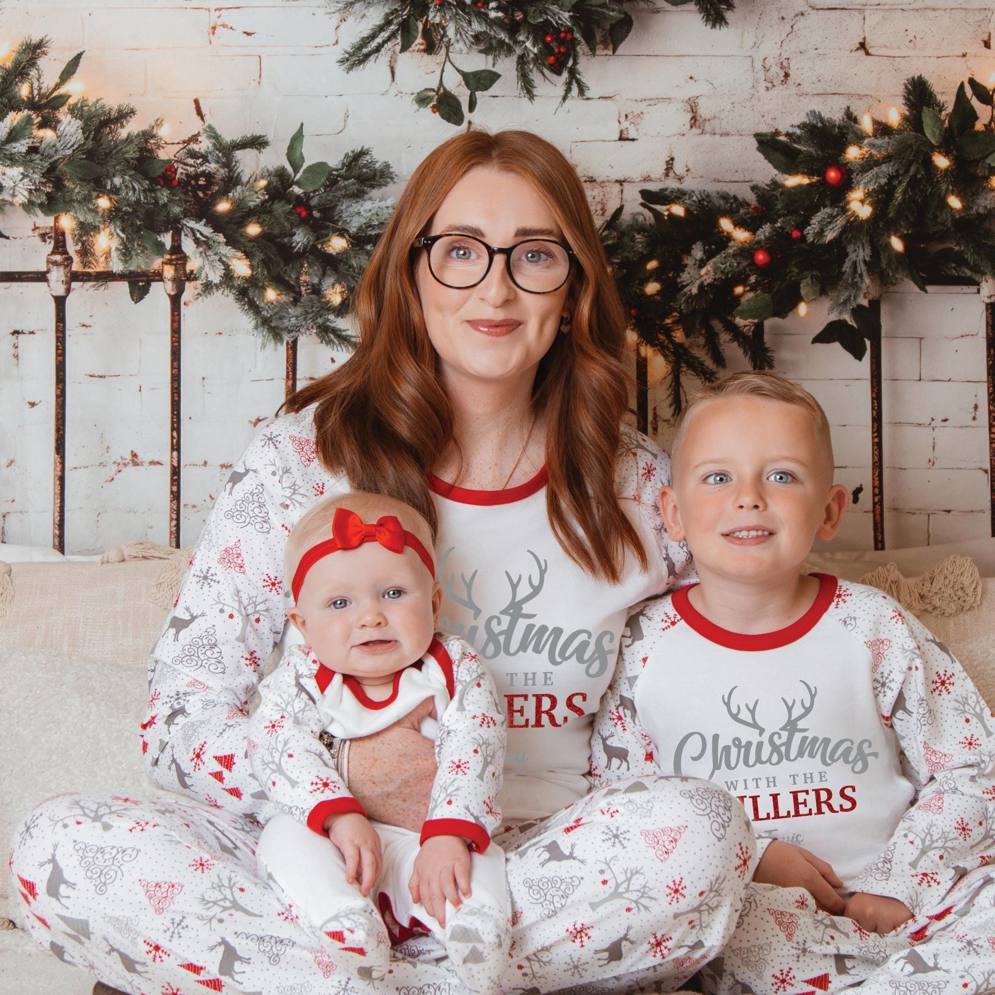 Luxury Christmas With The Matching Adults Family Christmas Outfit, Red Festive Pattern, Personalised Clothing Set, Tight-fitting style