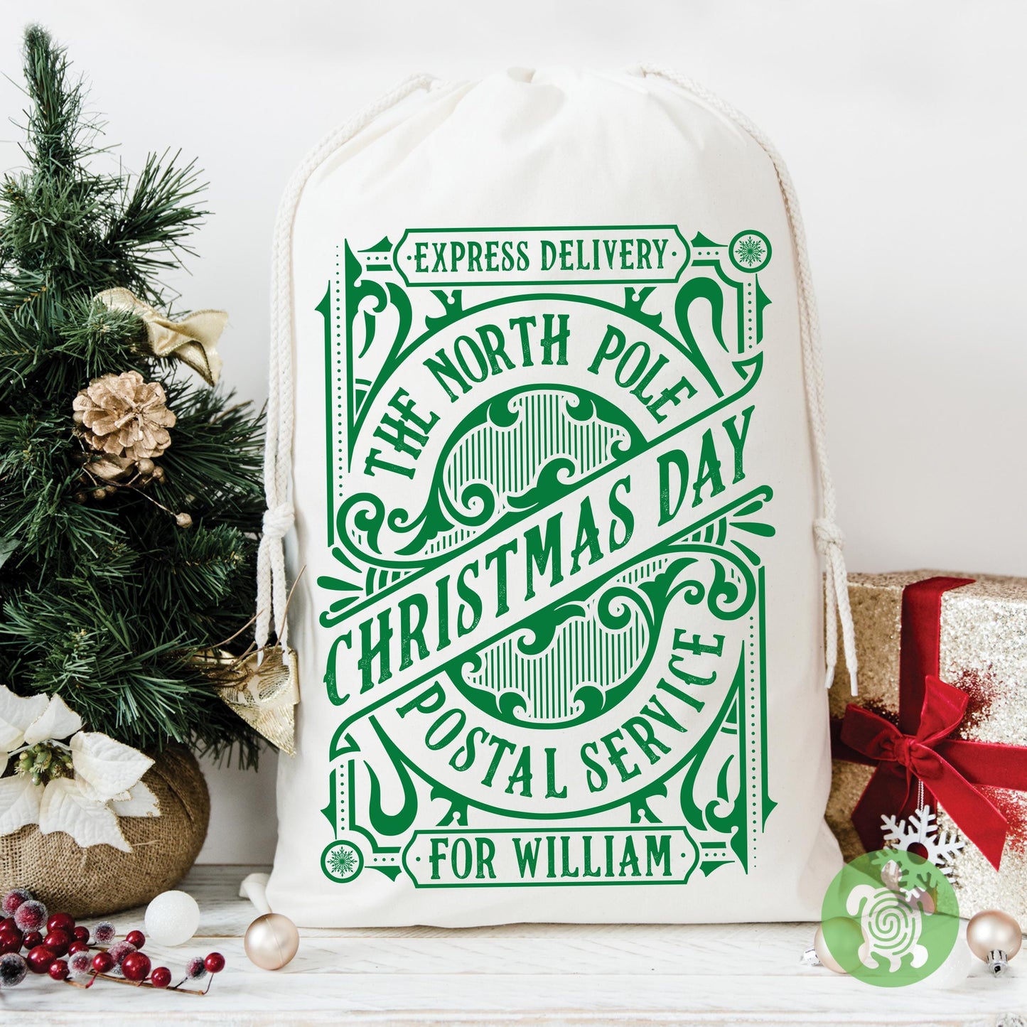 Personalised Christmas Traditional Sack, Luxury Linen Polyester Sack, Christmas Eve Box, 1st Christmas sack, Toy Gift bag, Family Christmas
