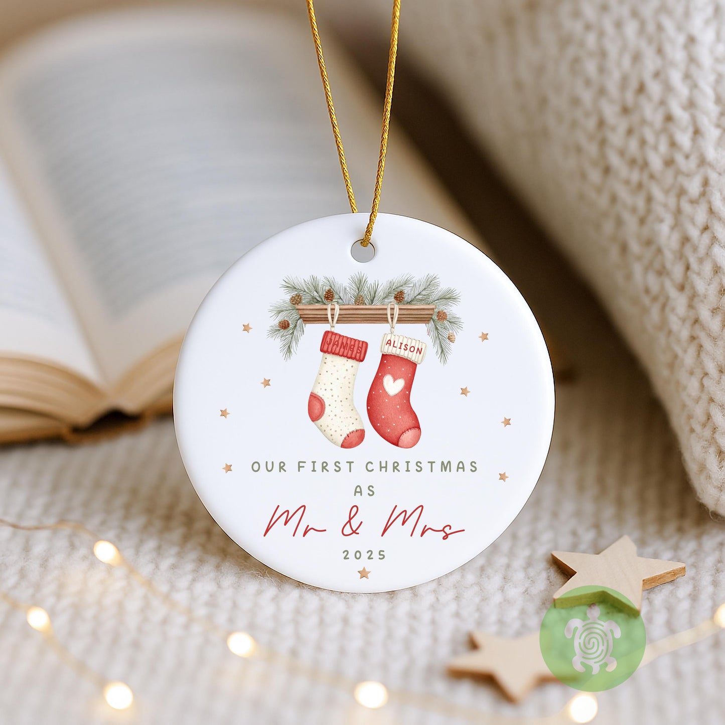 Personalised Couples First Christmas Ornament, Ceramic Bauble, 1st Xmas Married, Engaged, Together, Keepsake 2025, Just Married, New Parents