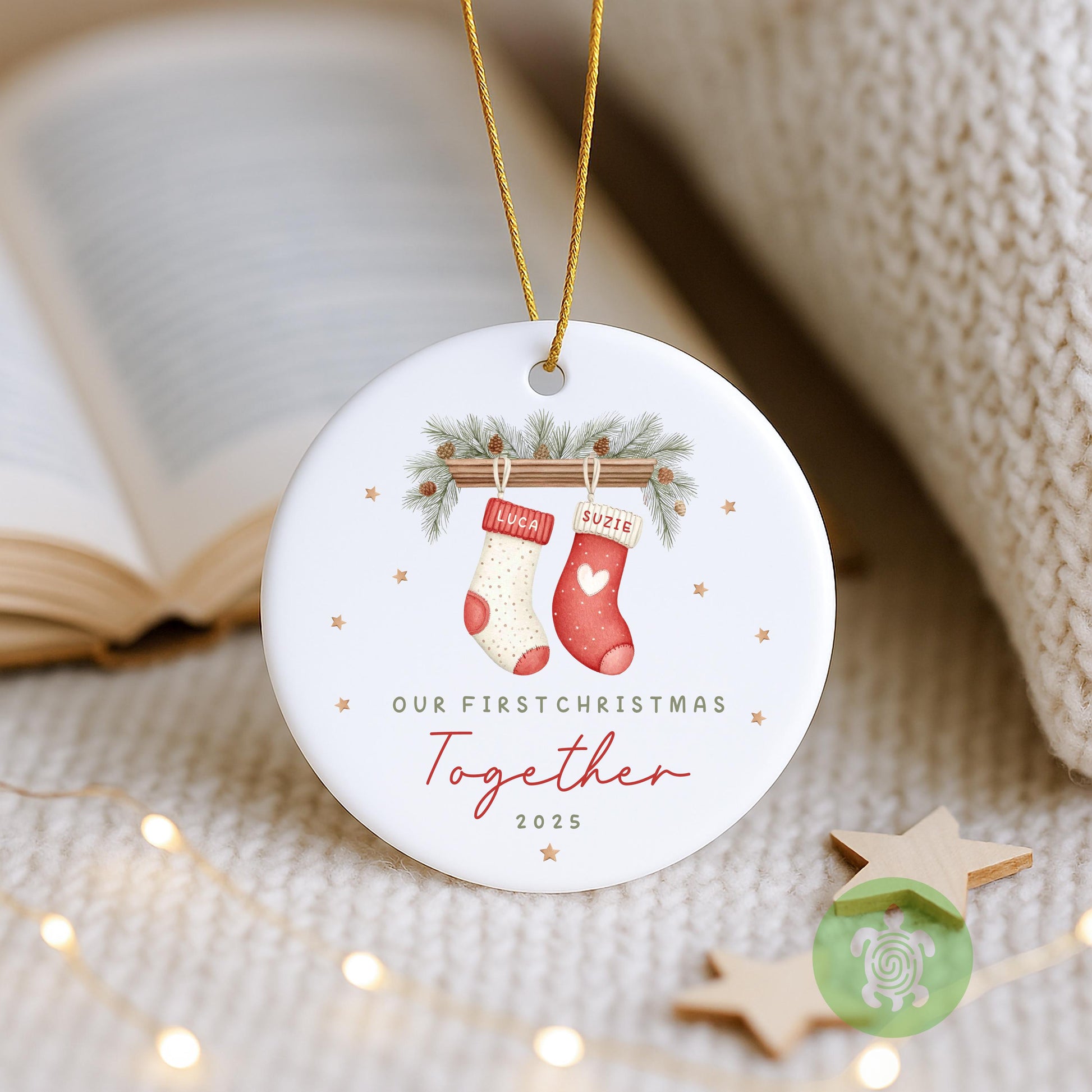 Personalised Couples First Christmas Ornament, Ceramic Bauble, 1st Xmas Married, Engaged, Together, Keepsake 2025, Just Married, New Parents