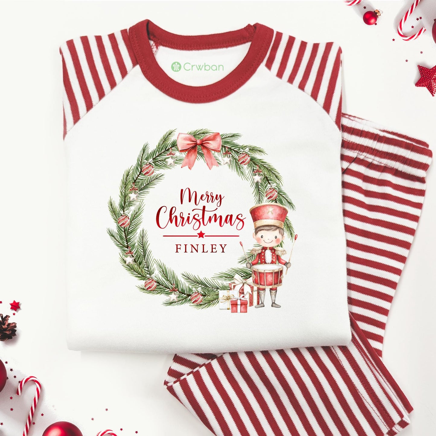 Luxury Little Drummer Boy Wreath Merry Christmas Festive, Red Festive Pattern, XMas Eve Set, Choose your Ballerina, Tight-fitting style