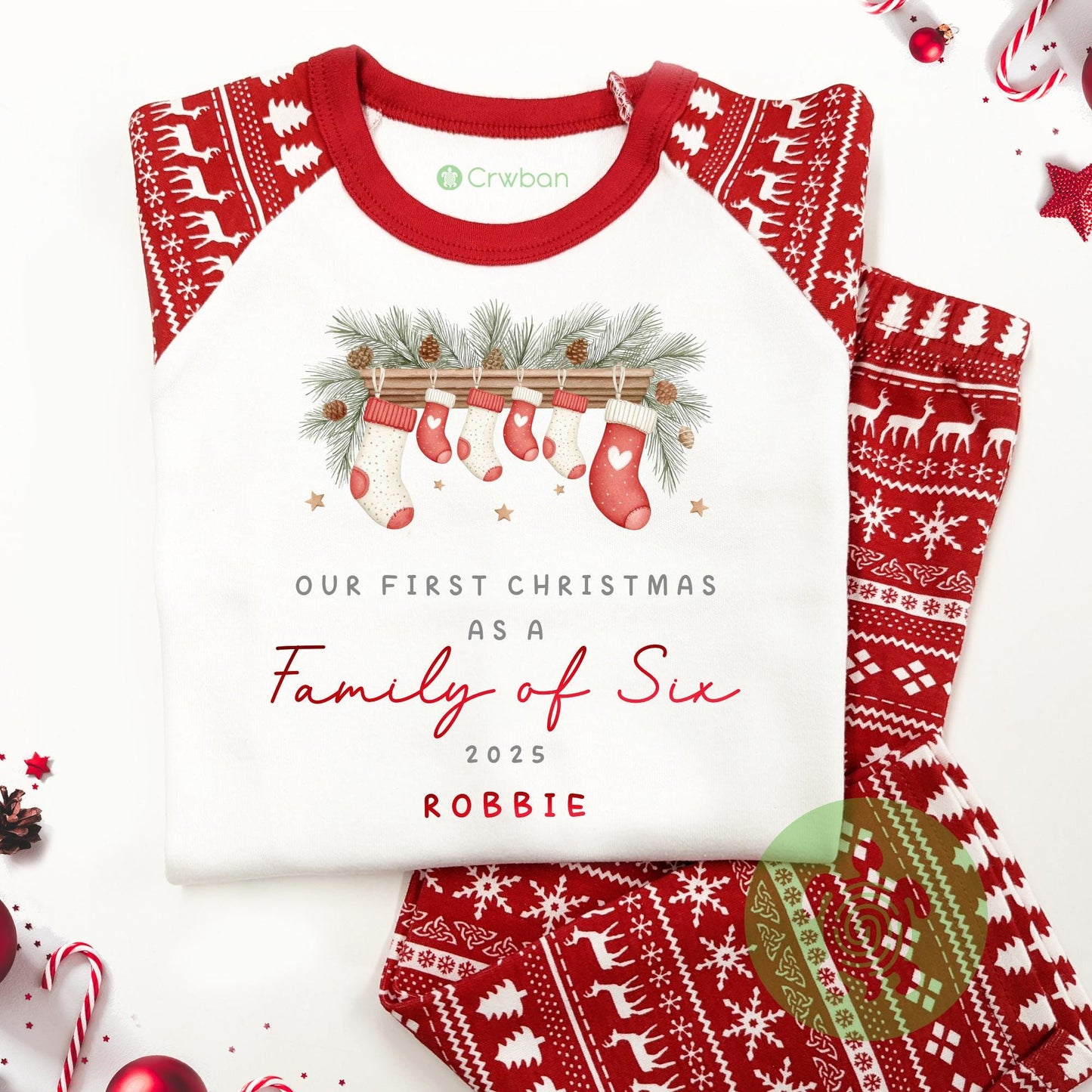 Luxury Red Stocking Family Matching Family Christmas Outfit, Red Festive Pattern, Personalised Clothing Set, Tight-fitting style