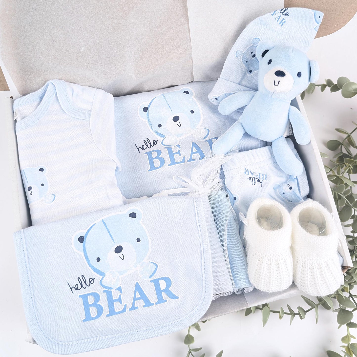 Baby Blue Newborn Baby 10 Gift Set | Baby Hamper | Baby Shower | Baby Sleepsuit | Baby Gift | Newborn Boy | Newborn Baby | Hello Baby Book
