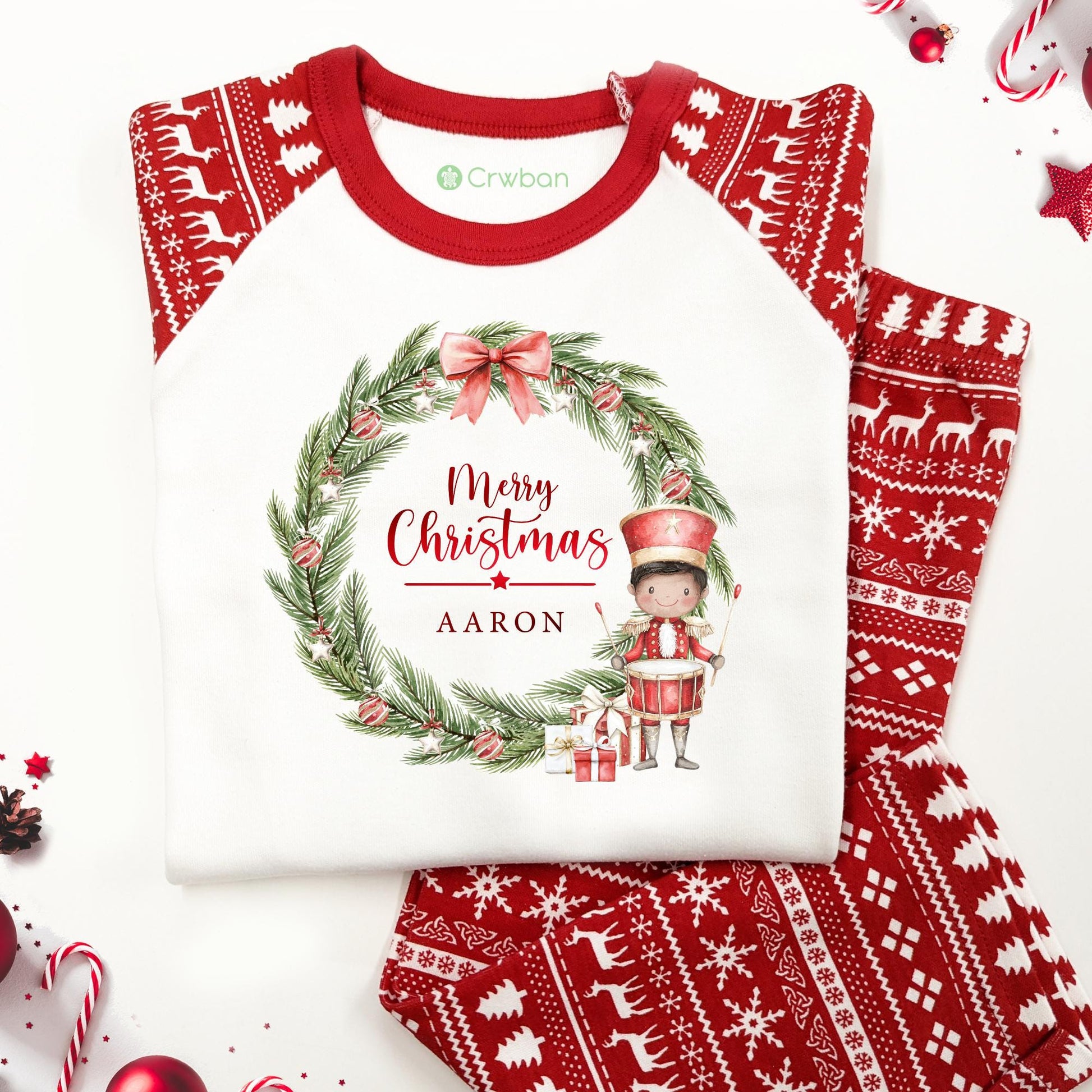 Luxury Little Drummer Boy Wreath Merry Christmas Festive, Red Festive Pattern, XMas Eve Set, Choose your Ballerina, Tight-fitting style