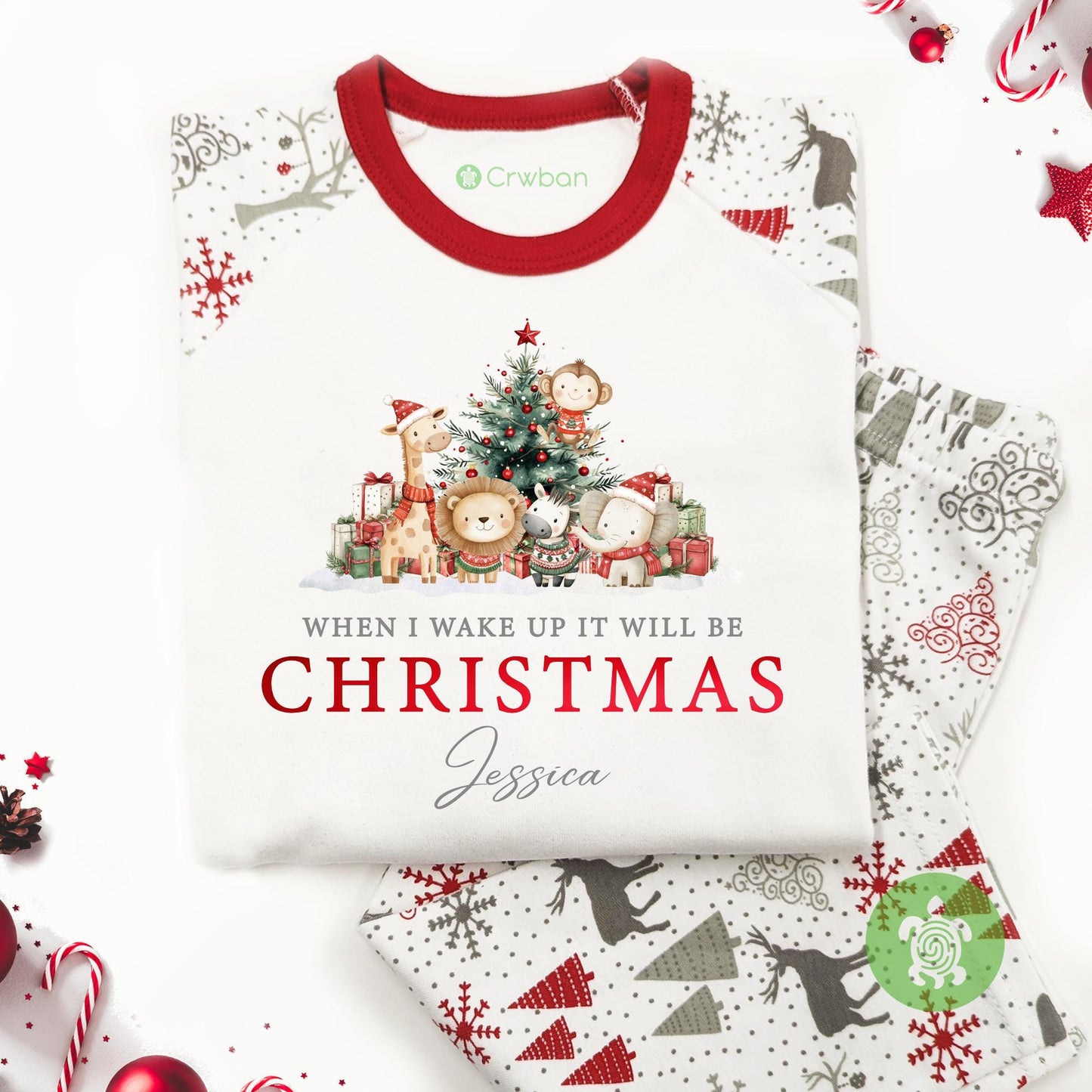Luxury Festive Safari When I Wake Up It Will Be Christmas, Xmas Set, Tight-fitting style, Christmas Eve Outfit, Festive Gift