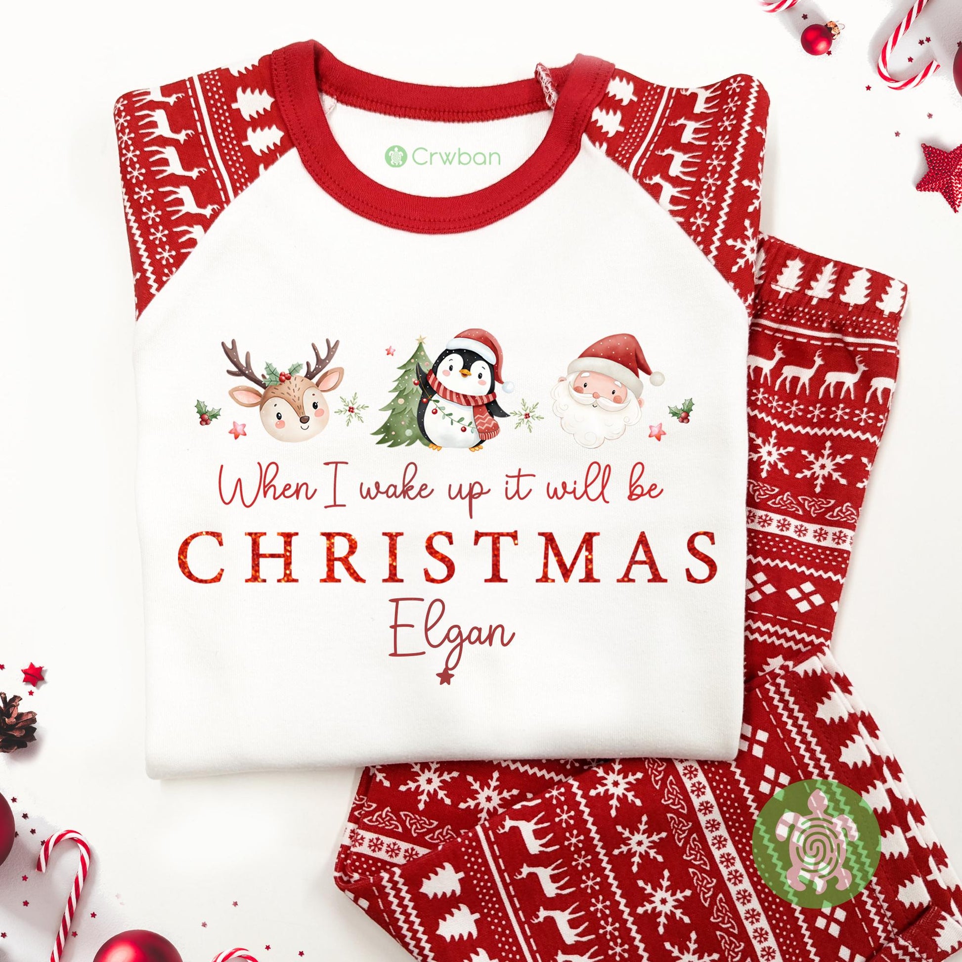 Luxury Children's Festive Three When I Wake Up It Will Be Christmas, Xmas Set, Tight-fitting style, Christmas Eve Outfit, Festive Gift