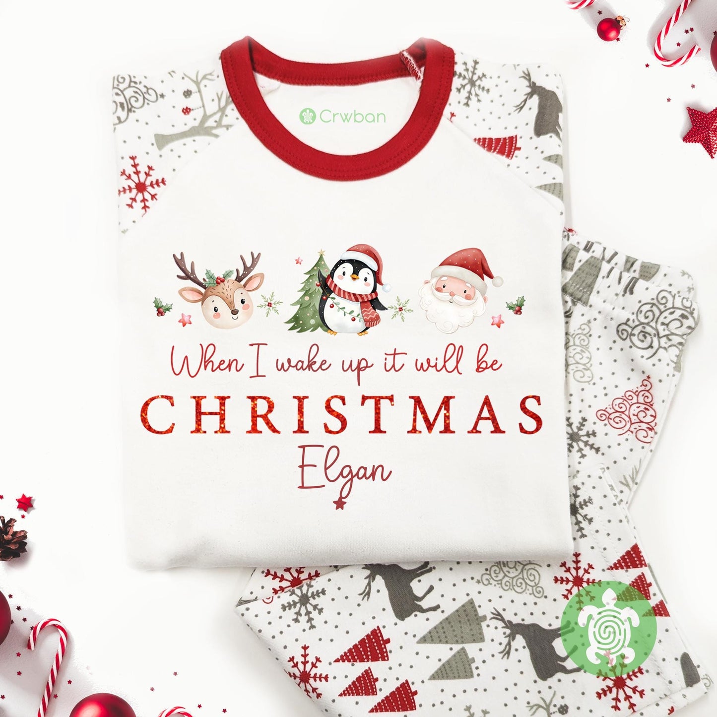 Luxury Children's Festive Three When I Wake Up It Will Be Christmas, Xmas Set, Tight-fitting style, Christmas Eve Outfit, Festive Gift