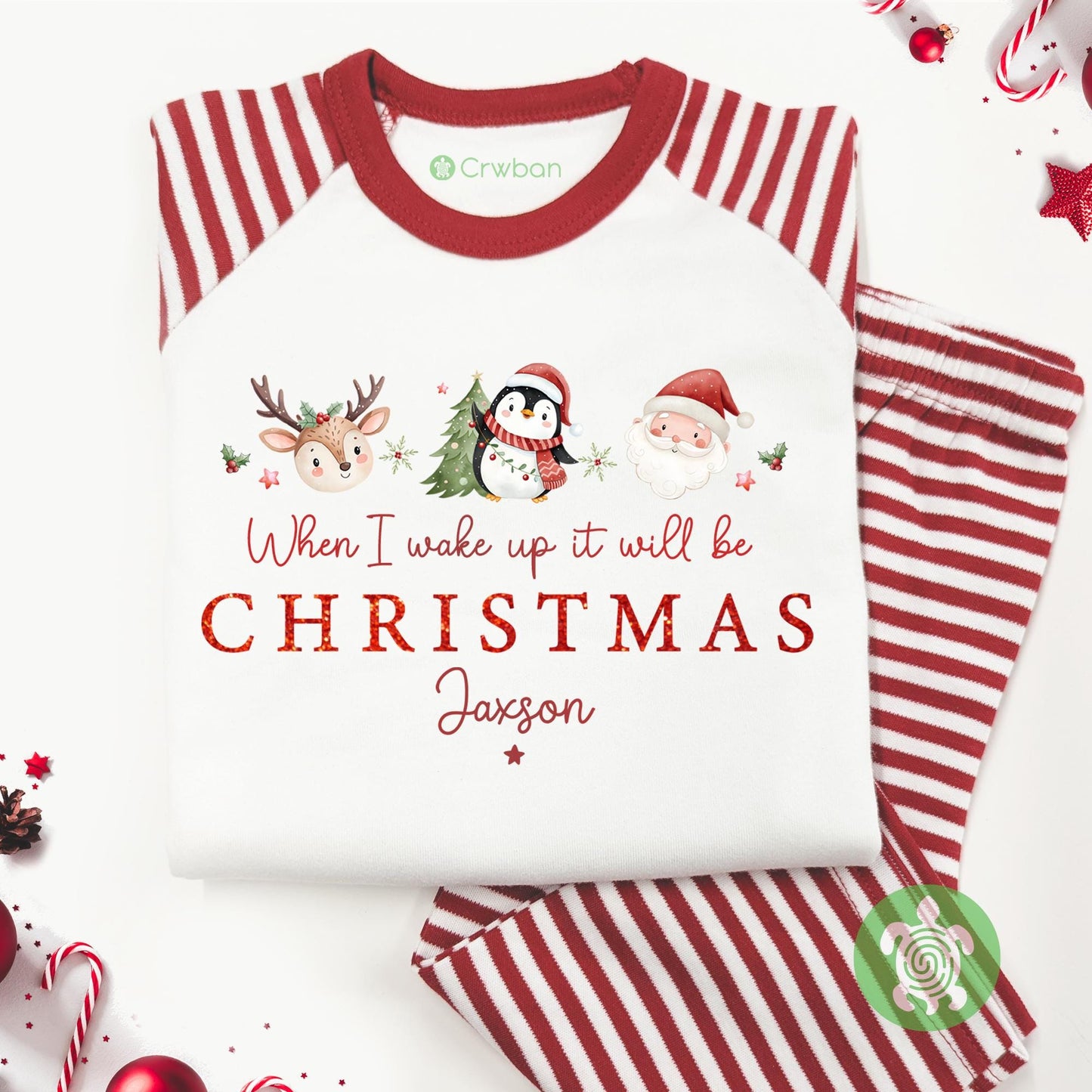 Luxury Children's Festive Three When I Wake Up It Will Be Christmas, Xmas Set, Tight-fitting style, Christmas Eve Outfit, Festive Gift