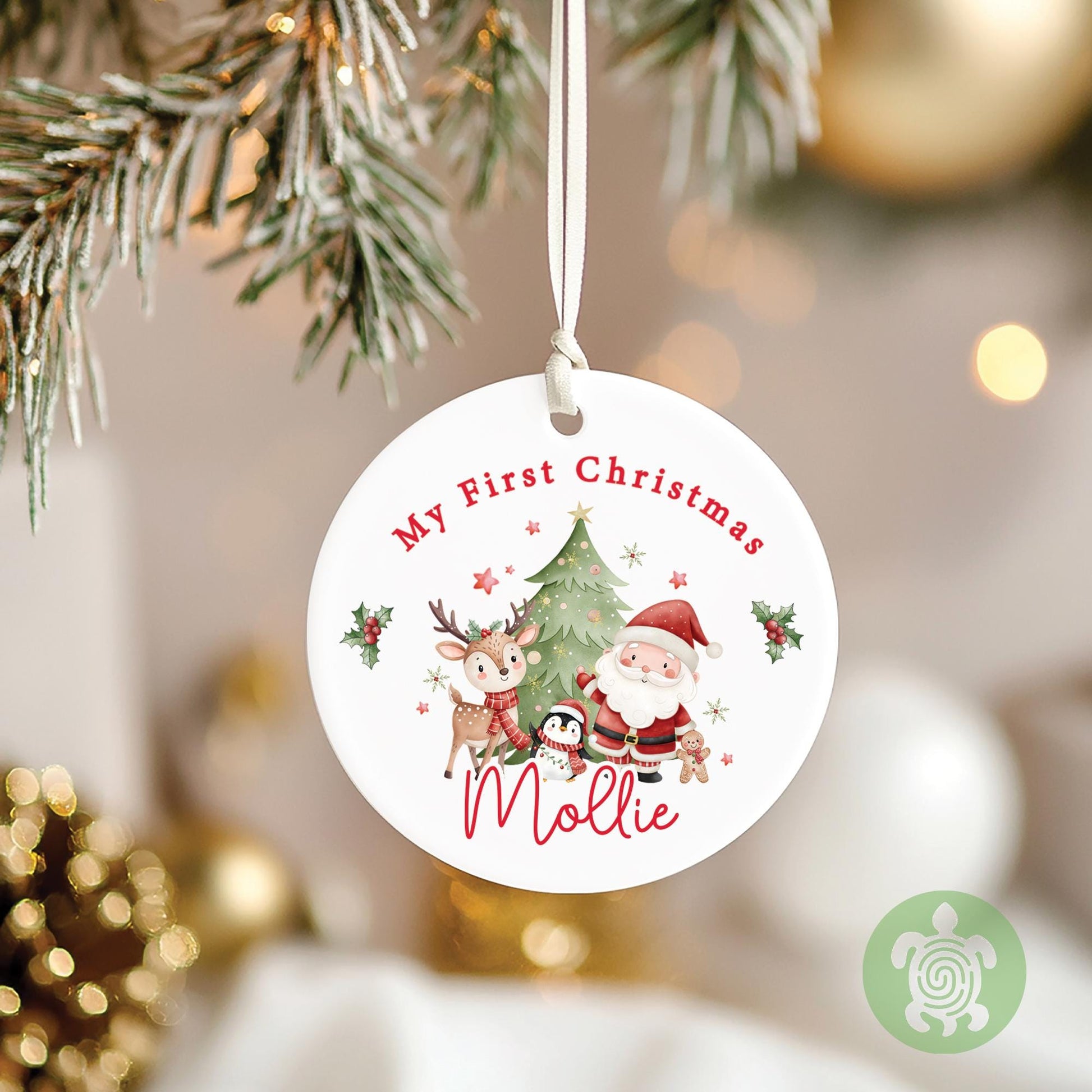 Personalised Children's First Christmas Ornament | Ceramic Bauble | Custom Newborn Gift | 1st Xmas Tree Decoration | Keepsake 2025 |