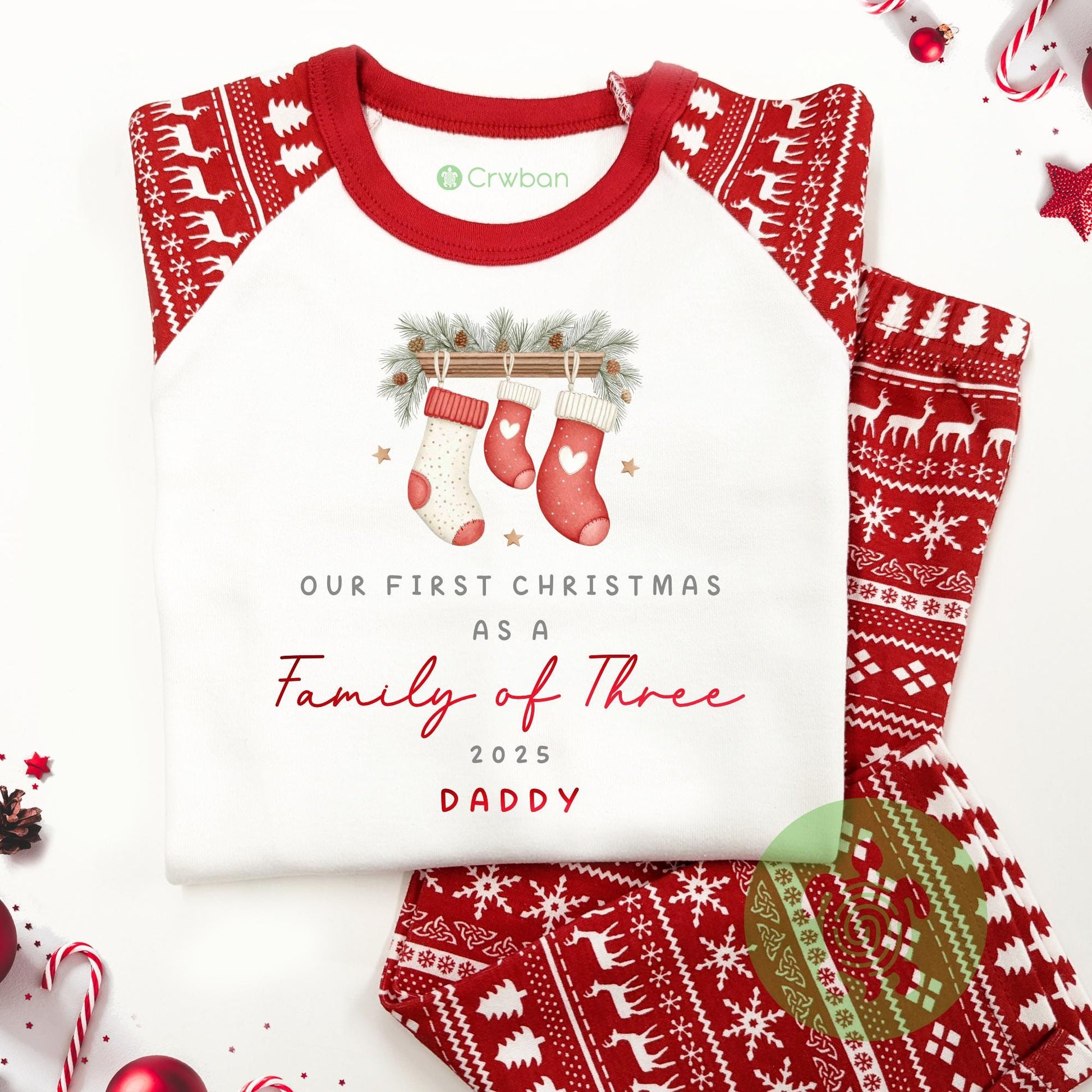 Luxury Red Stocking Family Matching Family Christmas Outfit, Red Festive Pattern, Personalised Clothing Set, Tight-fitting style