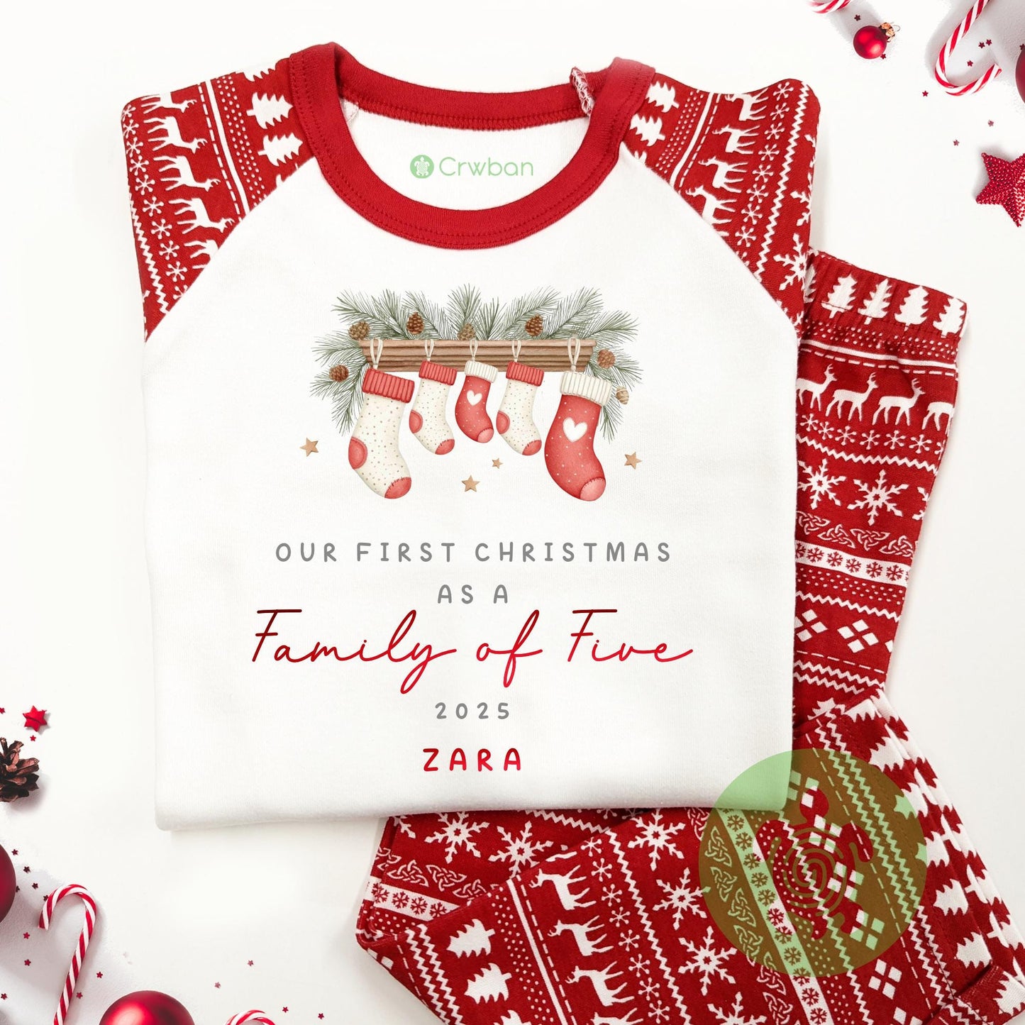 Luxury Red Stocking Family Matching Family Christmas Outfit, Red Festive Pattern, Personalised Clothing Set, Tight-fitting style