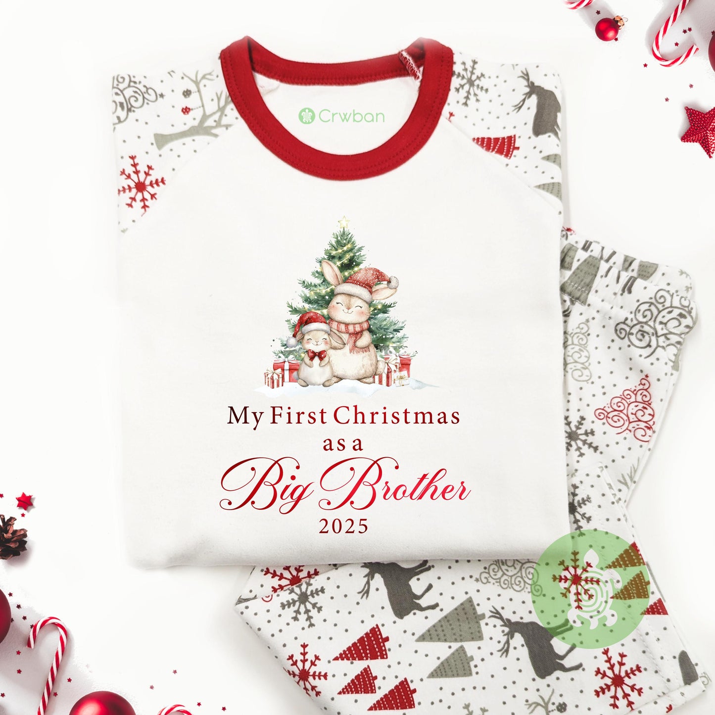 Luxury My First Family Christmas Bunny Adults Christmas Matching Outfit, Festive Pattern, Personalised Clothing Set, Tight-fitting style
