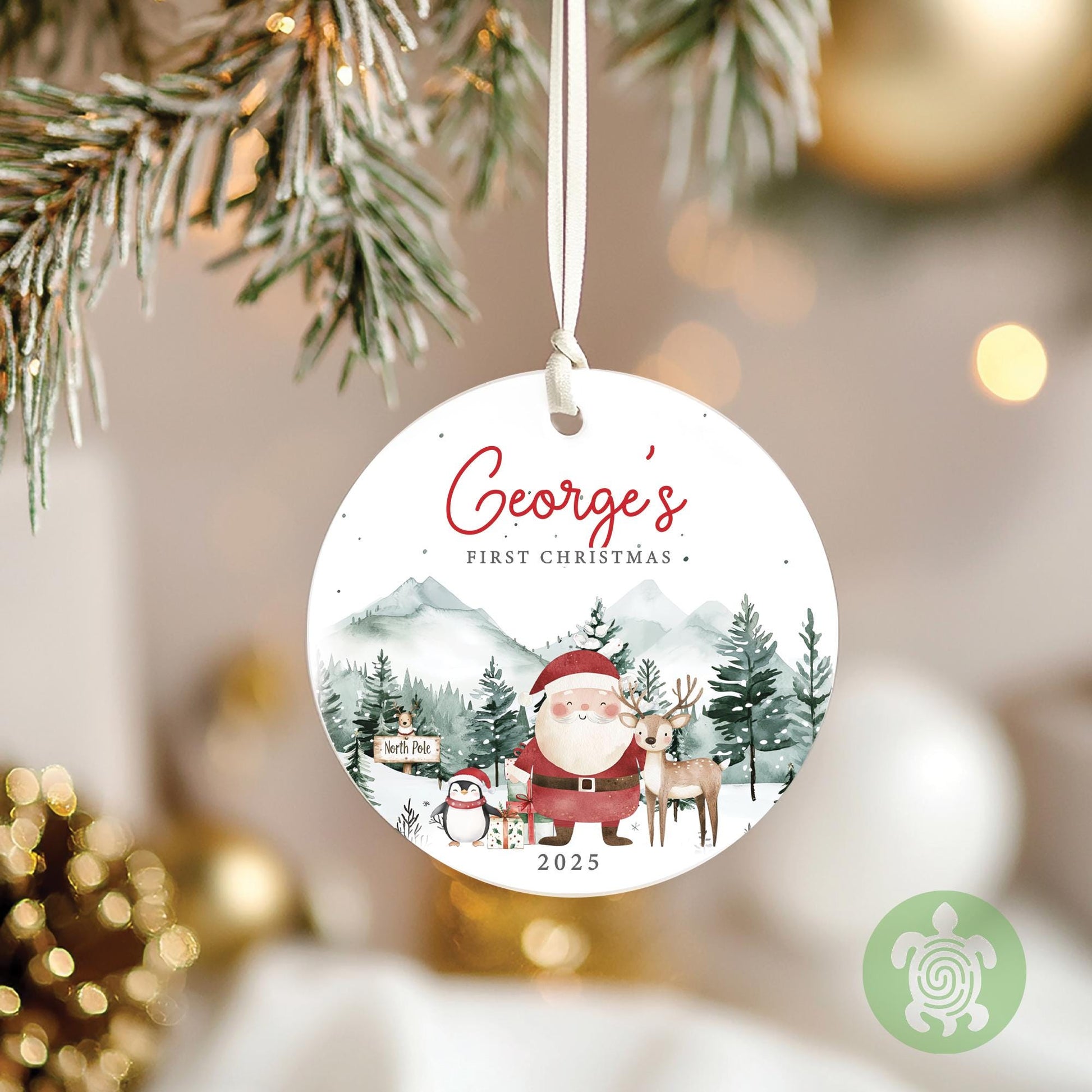 Personalised Baby's First Christmas Ornament | Ceramic Bauble | Custom Newborn Gift | 1st Xmas Tree Decoration | Keepsake 2025 | Rustic