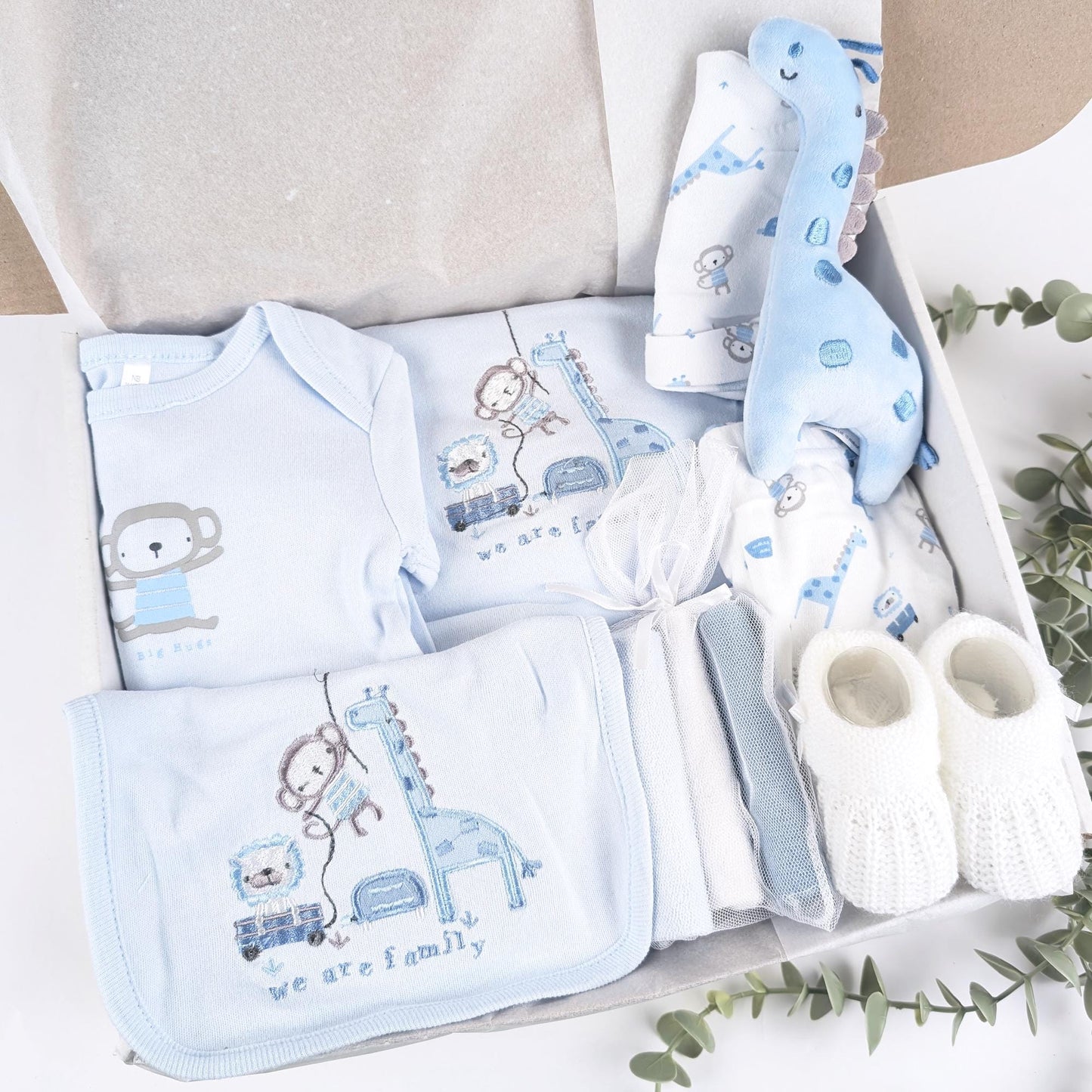 Baby Blue Newborn Baby 10 Gift Set | Baby Hamper | Baby Shower | Baby Sleepsuit | Baby Gift | Newborn Boy | Newborn Baby | Hello Baby Book