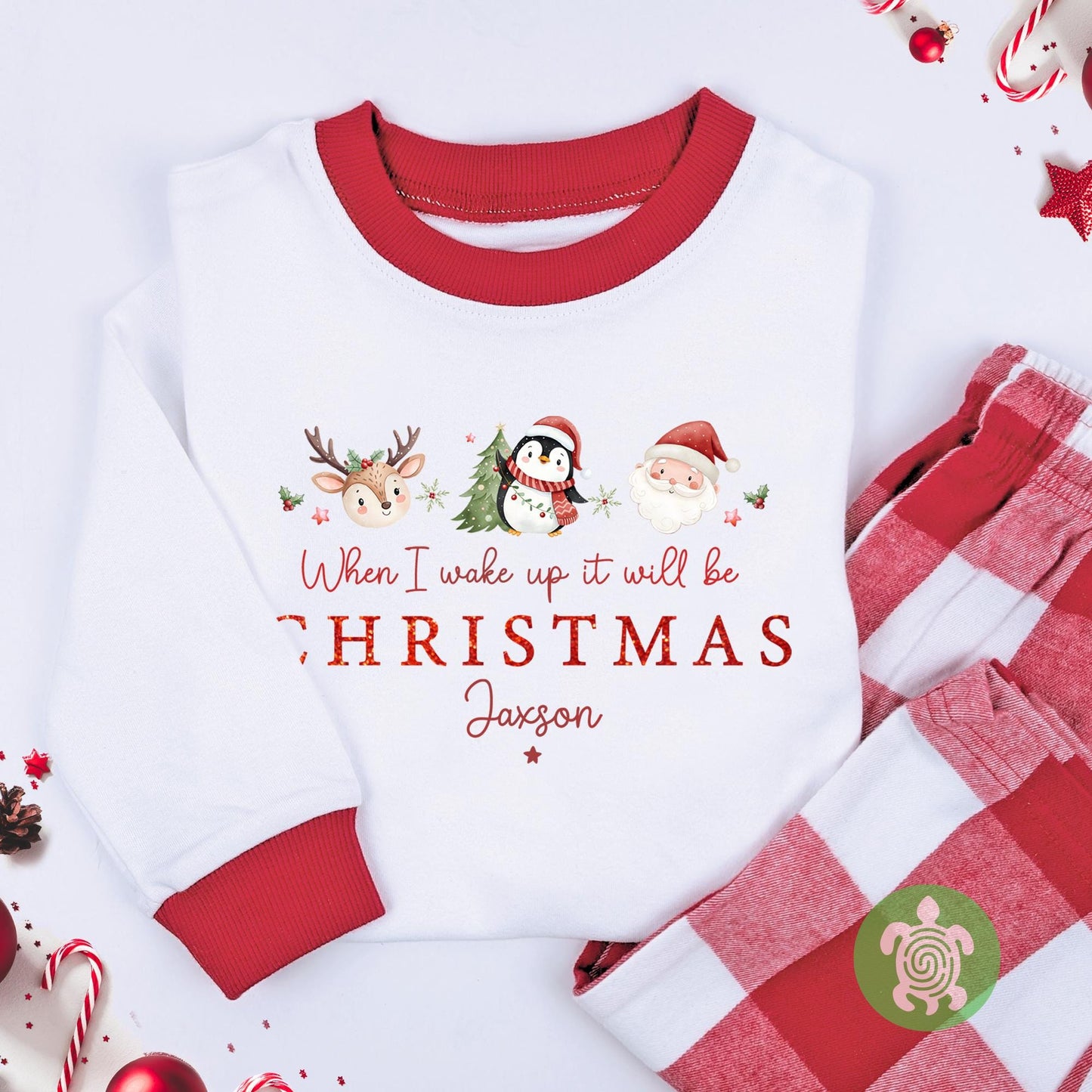 Luxury Children's Festive Three When I Wake Up It Will Be Christmas, Xmas Set, Tight-fitting style, Christmas Eve Outfit, Festive Gift