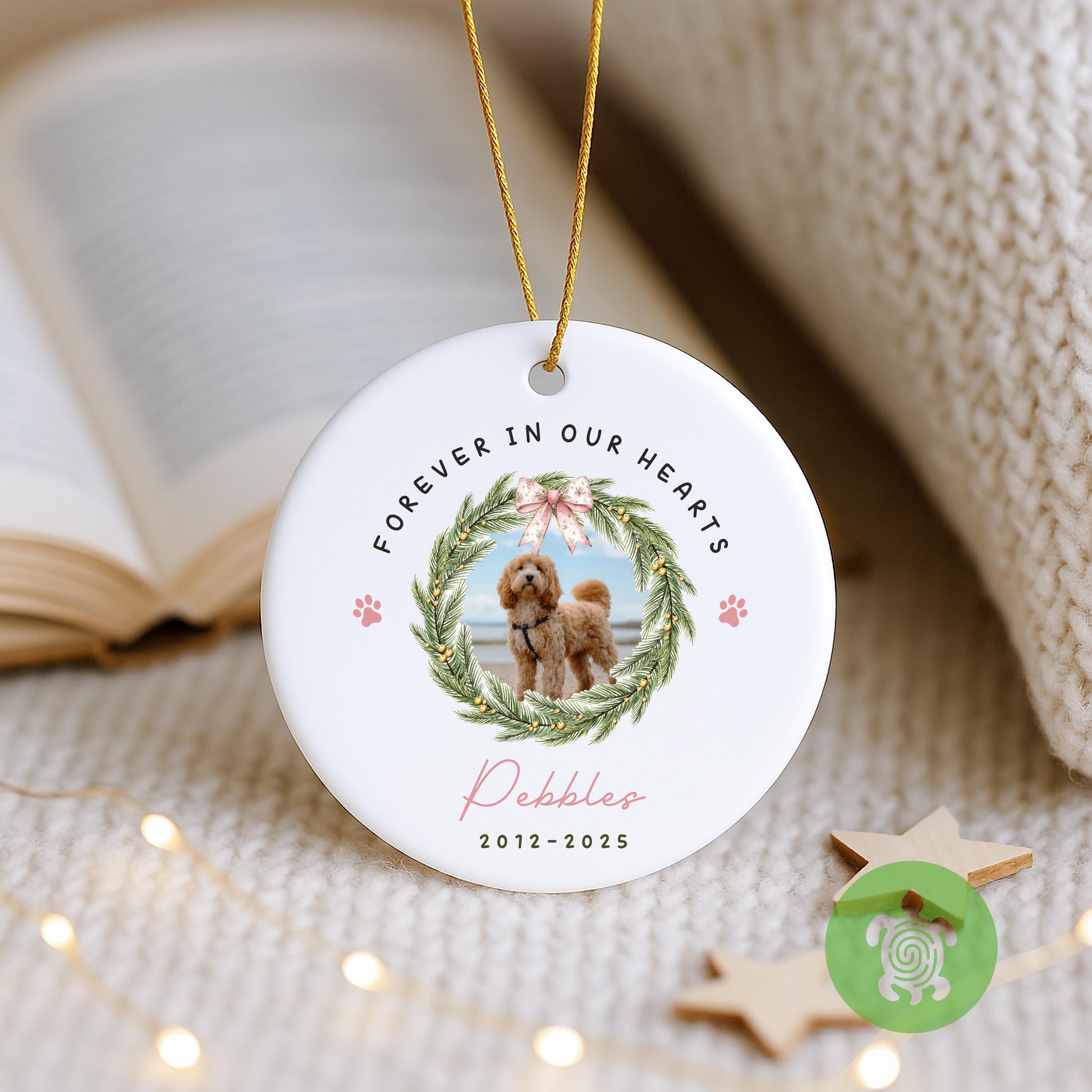 Personalised Pet Memorial Christmas Ornament, Ceramic Bauble, Dog Cat Bauble, Xmas Tree Decoration, Photo Memorial, Family Xmas, Pawprint,
