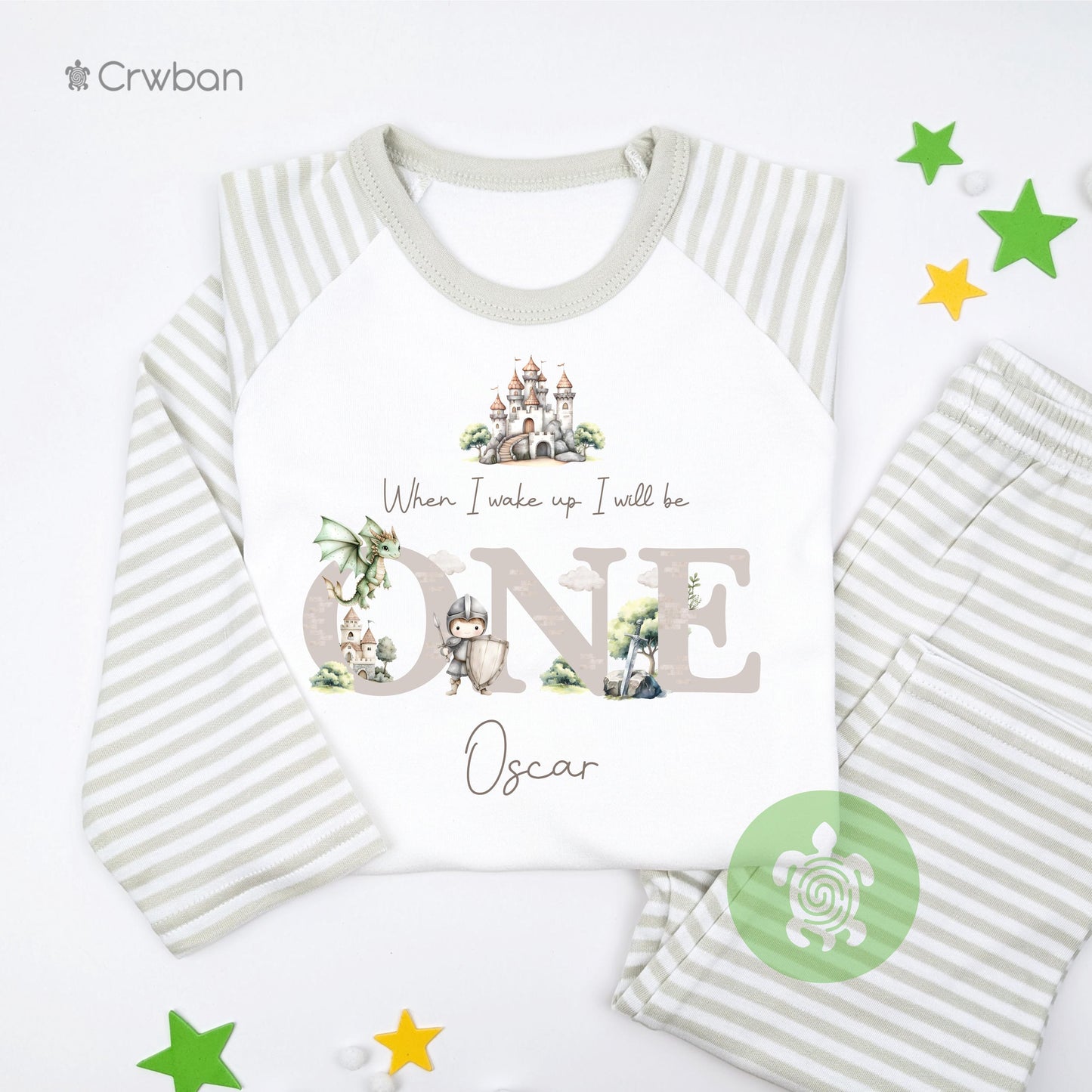 Personalised Knights & Dragons Children's Pyjamas, Any Age, When I Wake Up Birthday, Boy Girl Birthday Outfit, 1st 2nd, Birthday Eve