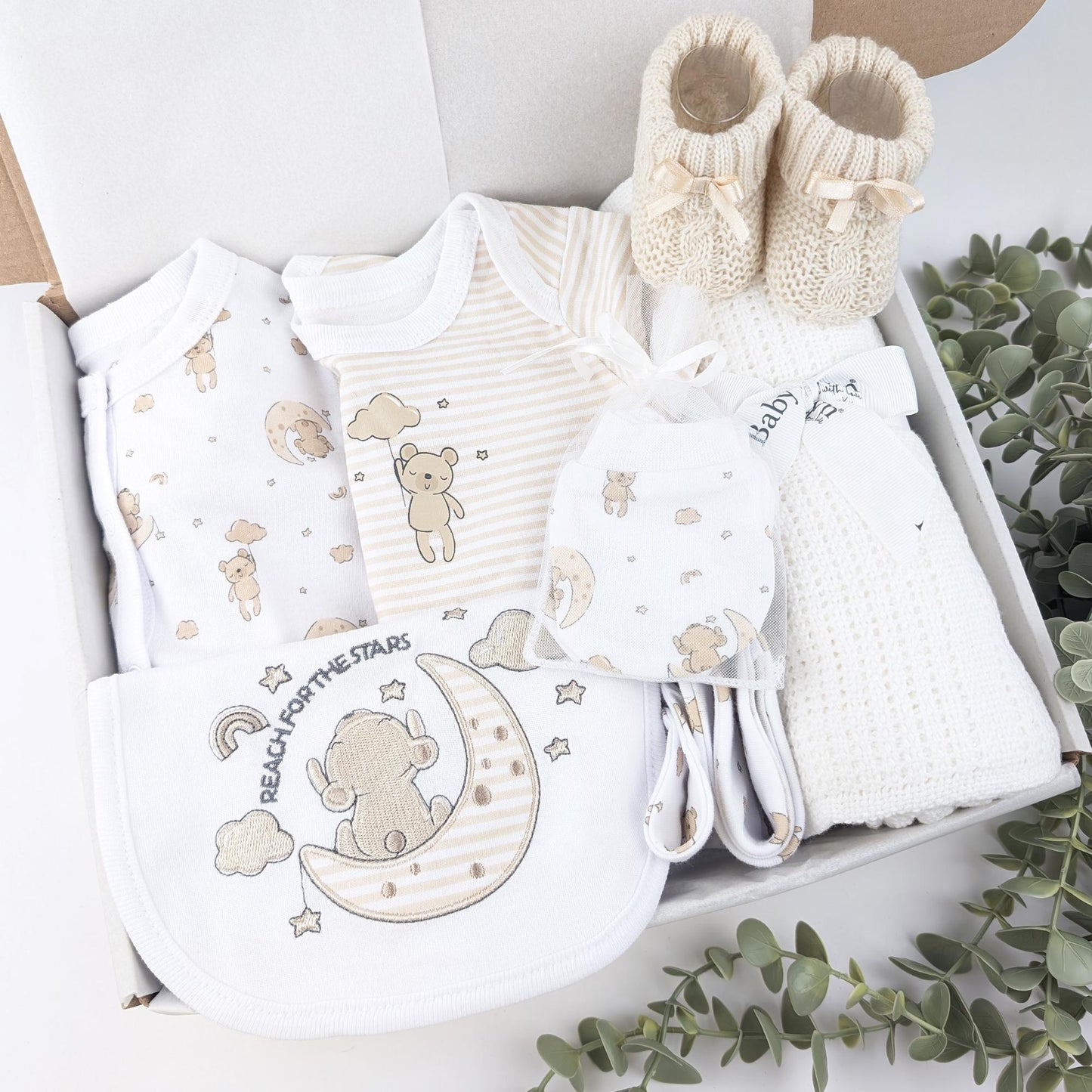 Bear Neutral Baby Gift Set | Baby Shower Gift | Baby Sleepsuit | Baby Gift | Newborn Girl Boy | New Baby Gift | Baby Boy Girl Outfit