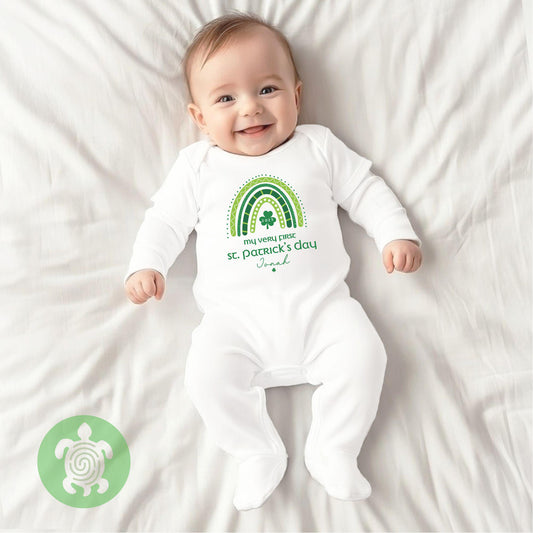 My First St.Patrick's Day Personalised Babygrow Sleepsuit Romper T-shirt Newborn Baby Bodysuit Outfit Gift Irish Celebration Irish Clover