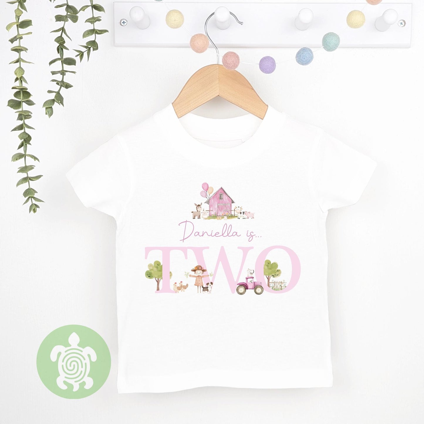 Pink Farm House Any Age, 1st Birthday Party Sweatshirt, Personalised First Birthday design Childs Jumper Sweatshirt Baby Boy Girl