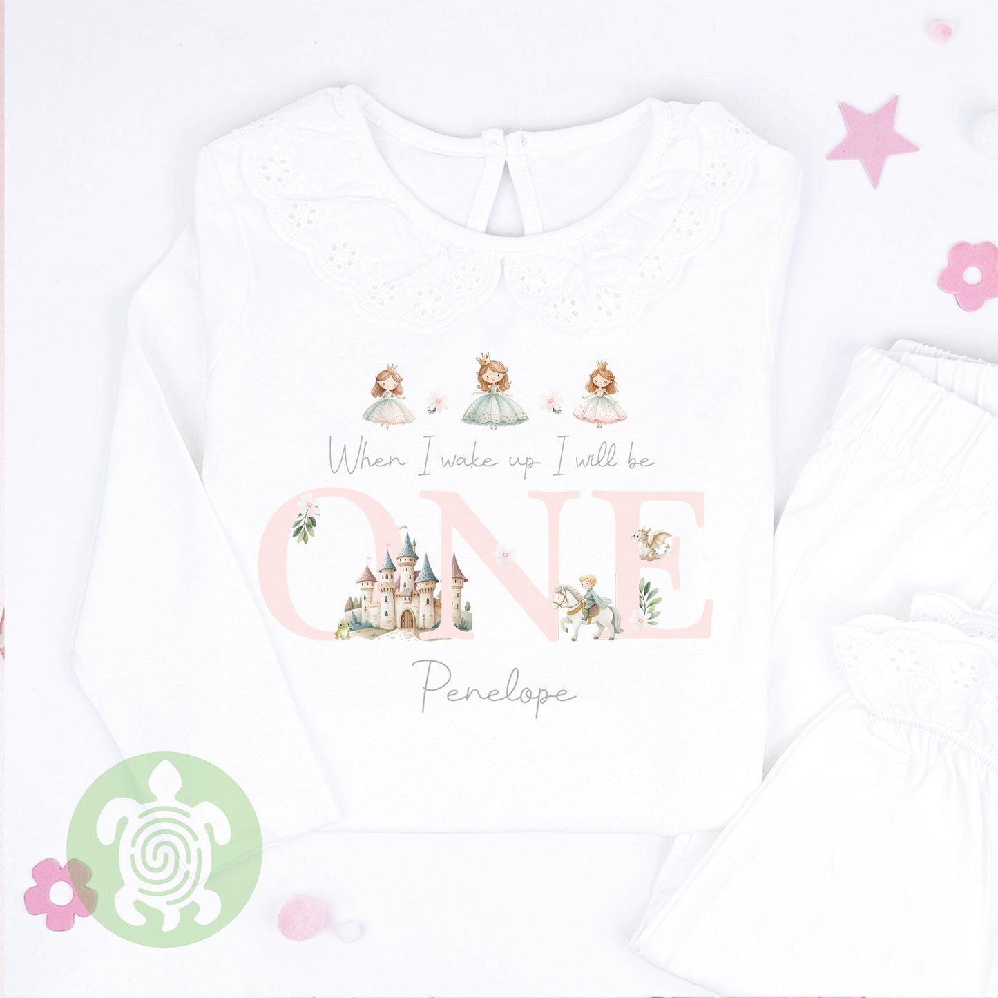 Childrens Fairytale Birthday Pj's Personalised with Any Age, When I Wake Up, Pink Stripe Pyjamas Toddler, Birthday Girl, 1st Birthday