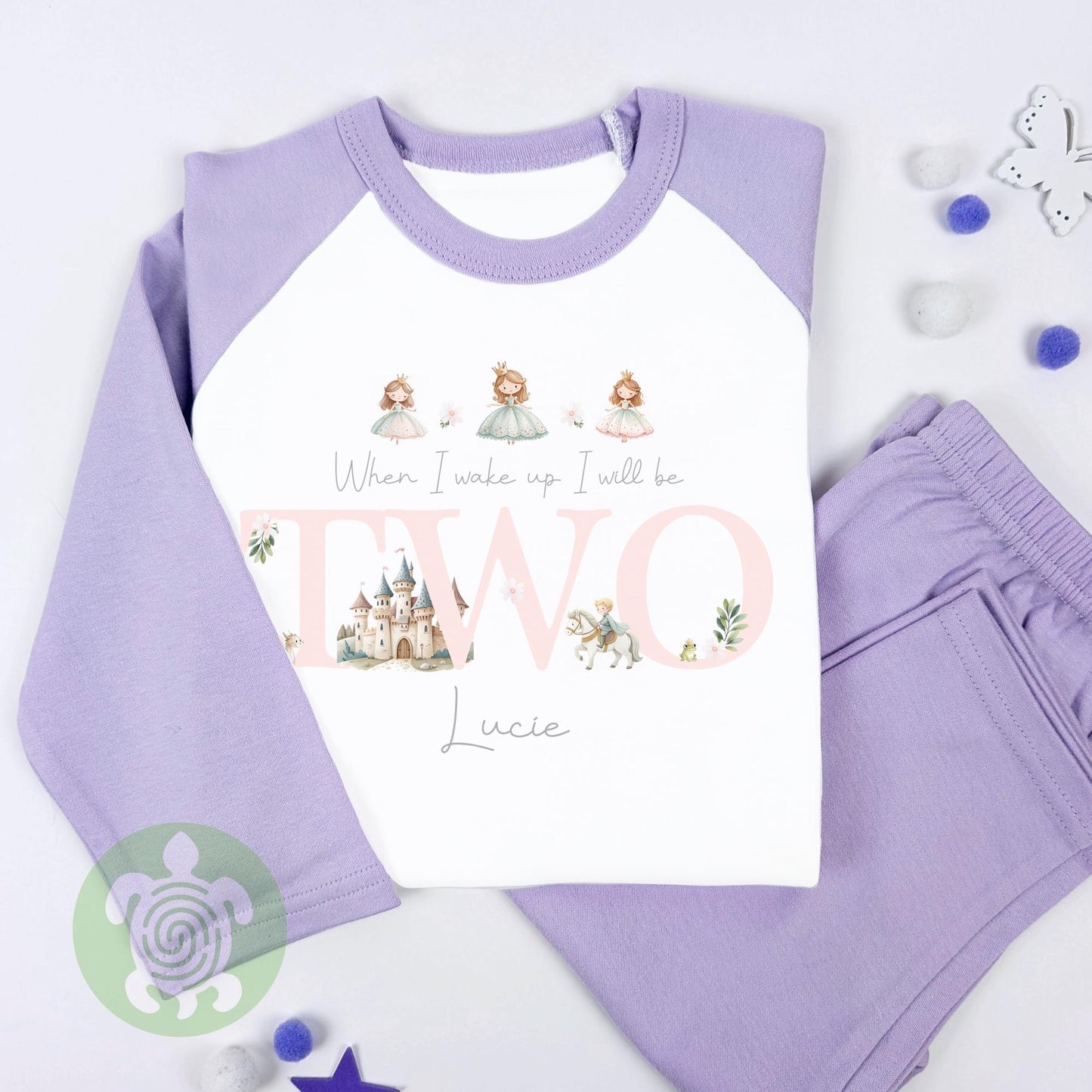 Childrens Fairytale Birthday Pj's Personalised with Any Age, When I Wake Up, Pink Stripe Pyjamas Toddler, Birthday Girl, 1st Birthday
