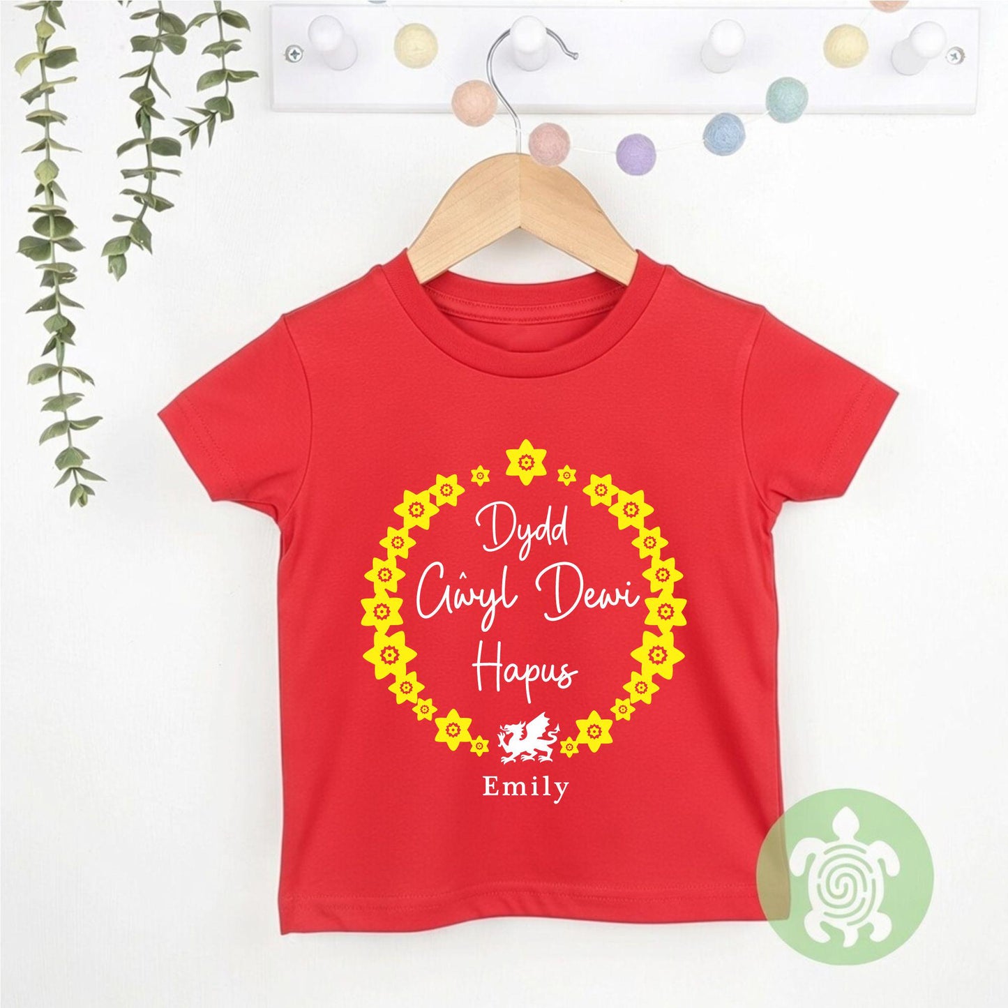 Personalised Dydd Gwyl Dewi, St David's Day, Children's T-Shirt, Newborn Romper, Welsh Tradition, Yellow Daffodil, Cymru