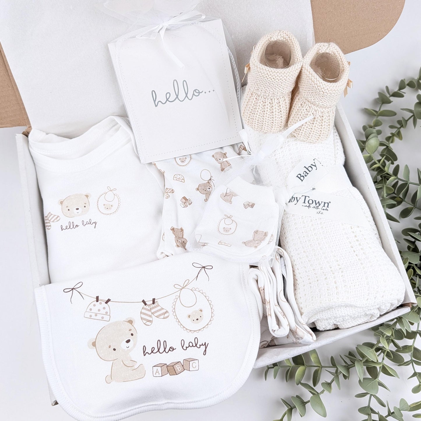 Bear Neutral Baby Gift Set | Baby Shower Gift | Baby Sleepsuit | Baby Gift | Newborn Girl Boy | New Baby Gift | Baby Boy Girl Outfit