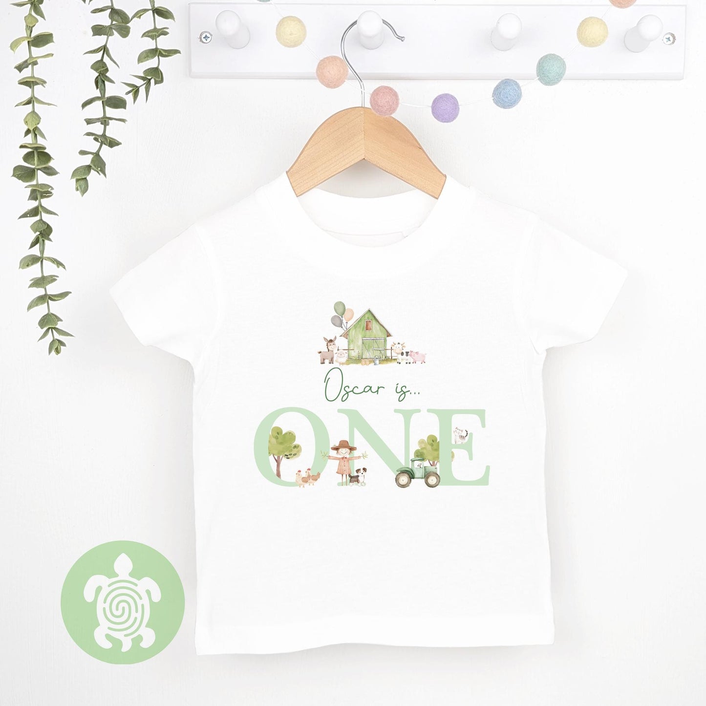 Green Farm Any Age, 1st Birthday Party Sweatshirt, Personalised First Birthday design Childs Jumper Sweatshirt Baby Boy Girl