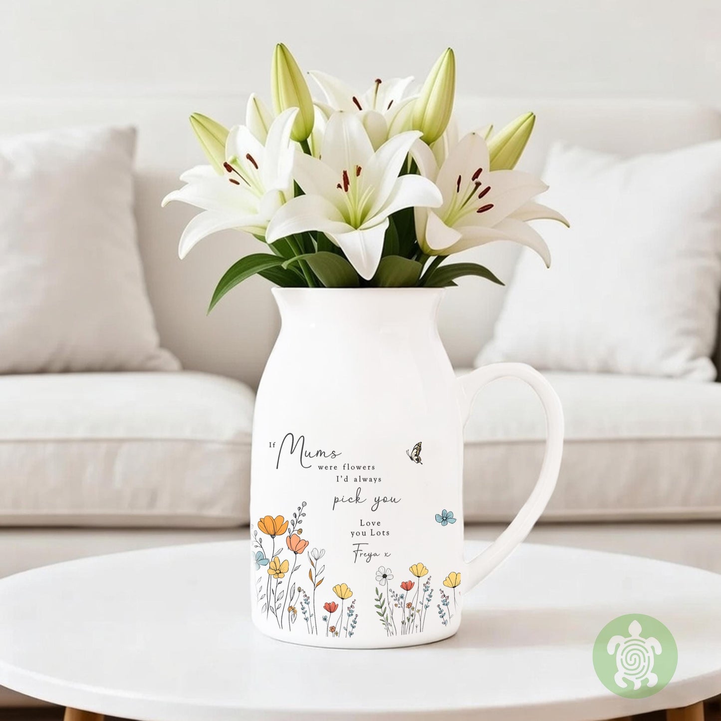 Personalised If … were flowers I’d we’d pick you Photo, Mother’s Day, Wildflower, Floral Ceramic Vase, Flower Jug Mug, Birthday gift, Nannas