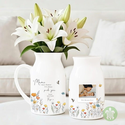 Personalised If … were flowers I’d we’d pick you Photo, Mother’s Day, Wildflower, Floral Ceramic Vase, Flower Jug Mug, Birthday gift, Nannas