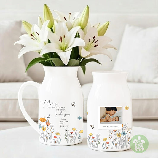 Personalised If … were flowers I’d we’d pick you Photo, Mother’s Day, Wildflower, Floral Ceramic Vase, Flower Jug Mug, Birthday gift, Nannas