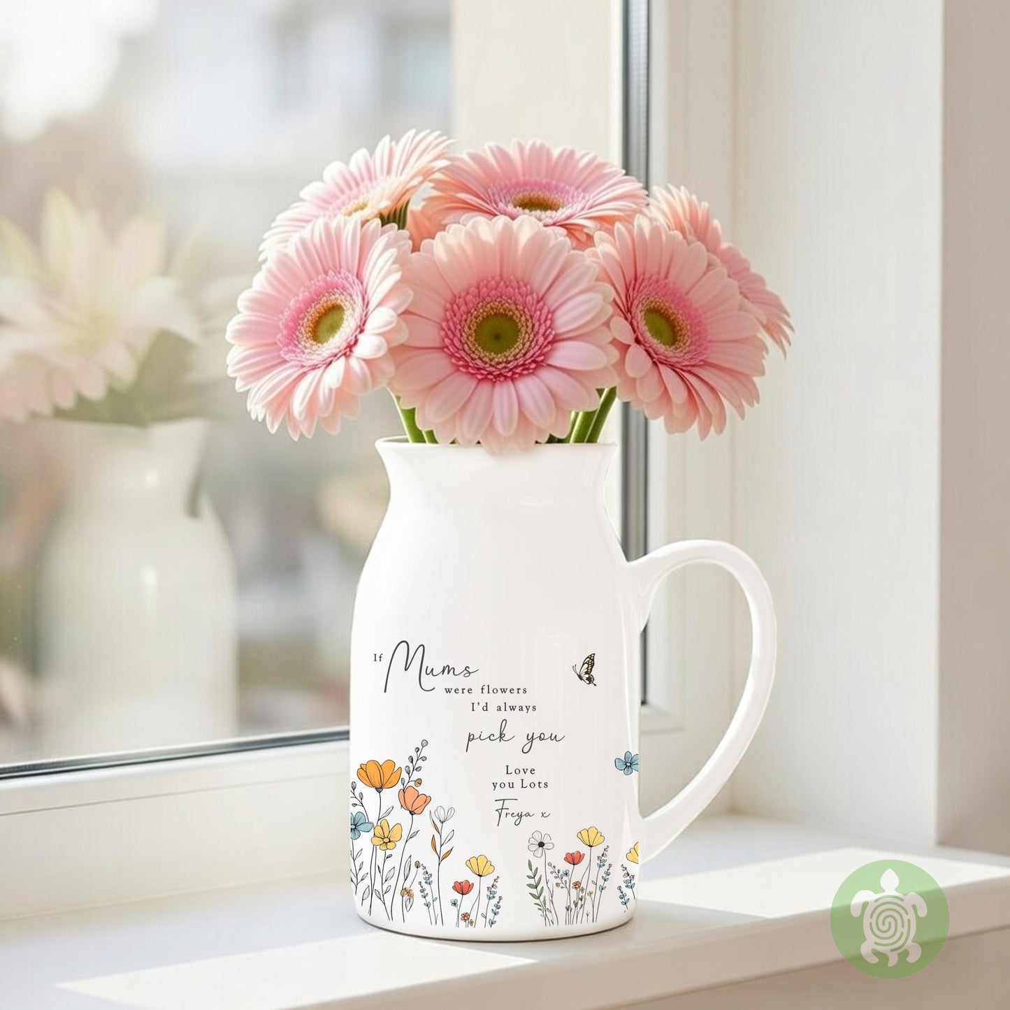 Personalised If … were flowers I’d we’d pick you, Mother’s Day, Wildflower, Floral Ceramic Vase, Flower Jug Mug, Birthday gift, Nannas Mums