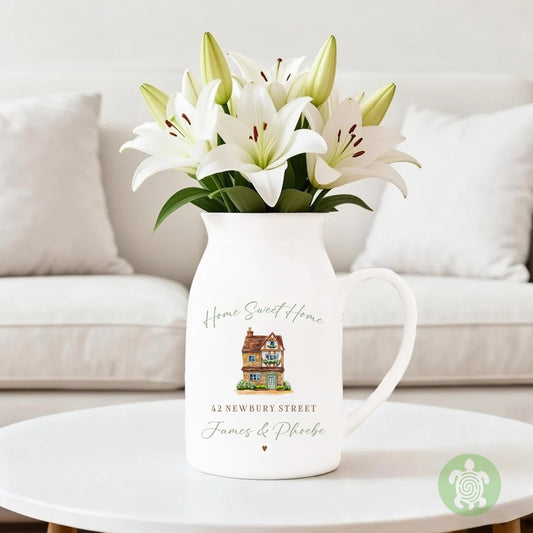 Personalised New Home Ceramic Jug, First Home Vase, Home Sweet Home, New House Present, 1st House Gift, Homeowners, Housewarming, Couples