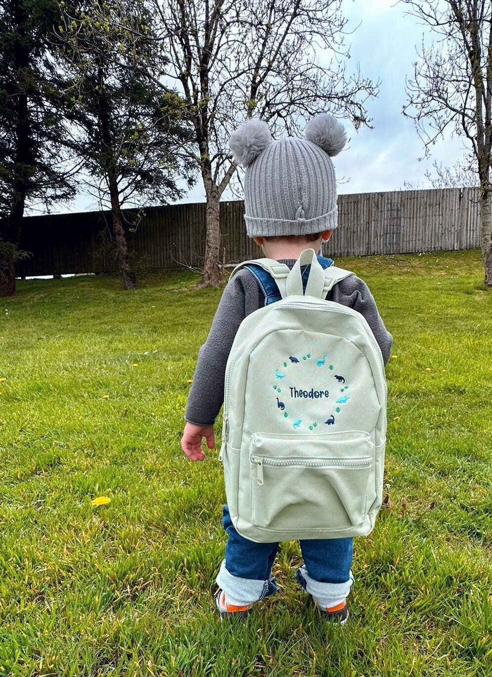 Embroidered Dinosaur Backpack, Personalised Children's Rucksack, Nursery Bag, Back to School, Toddler Bag, Birthday, School Bag