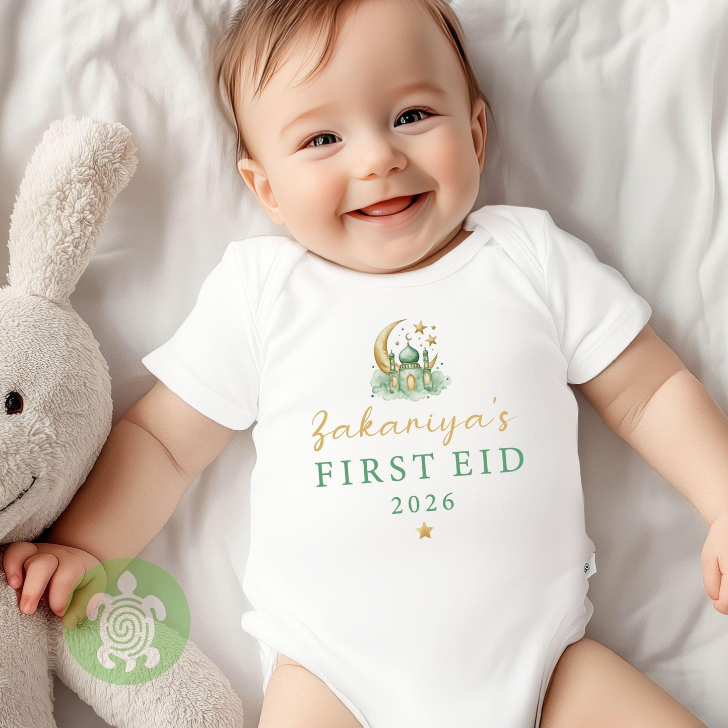 Personalised Baby's First Eid Bodysuit, My 1st Eid, Newborn Sleepwear, Celebration Pyjamas, Eid Ramadan, Baby vest, Bib, Eid Mubarak