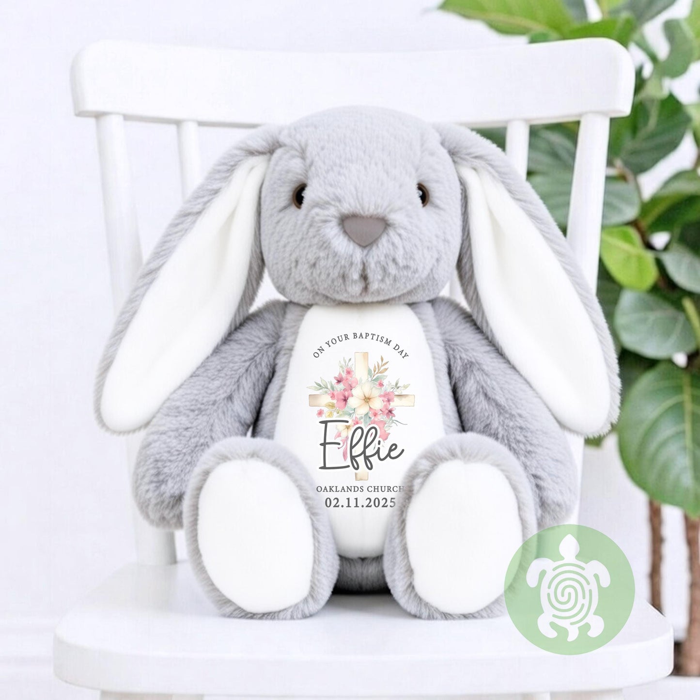 Personalised Pink Christening Bunny Gift, Baptism or Holy Communion Gift, Personalised Bunny, Baby Baptism Keepsake, Baby’s Special Day