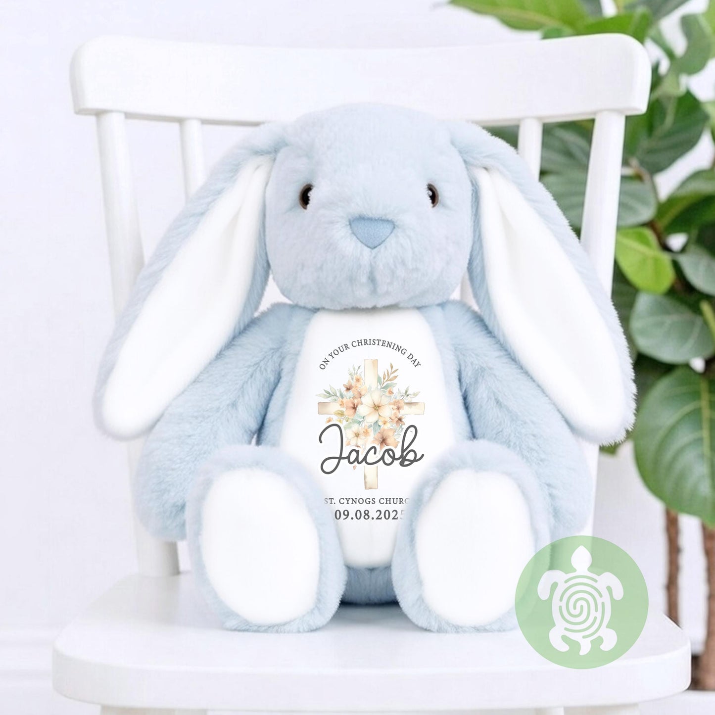 Personalised Beige Christening Bunny Gift, Baptism or Holy Communion Gift, Personalised Bunny, Baby Baptism Keepsake, Baby’s Special Day