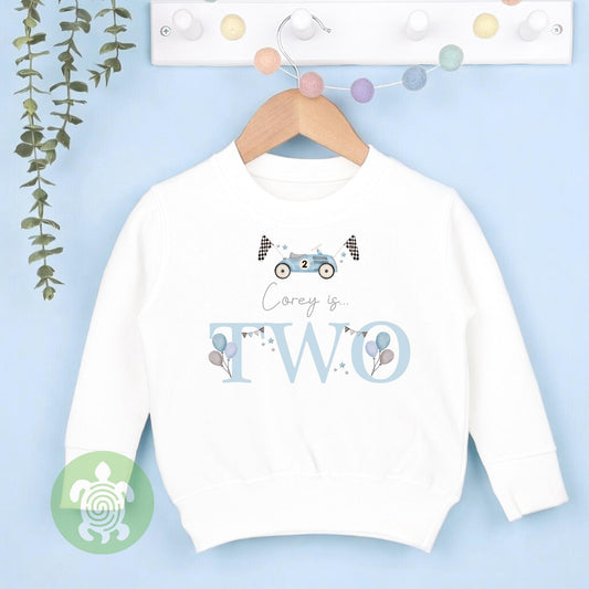 Racing Blue Cars Any Age, 1st Birthday Party Sweatshirt, Personalised First Birthday design, Childs Jumper, Sweatshirt Boy, Birthday Outfit
