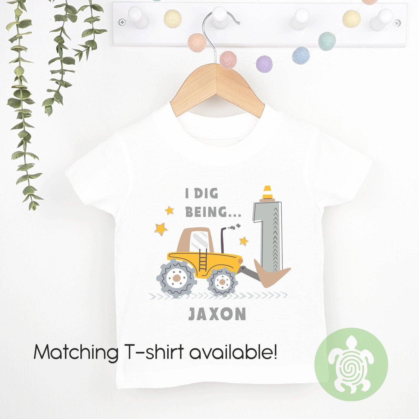 Personalised Little Digger Children's Pyjamas, Any Age, When I Wake Up Birthday, Boy Girl Birthday Outfit, 1st 2nd, Birthday Eve, Pattern