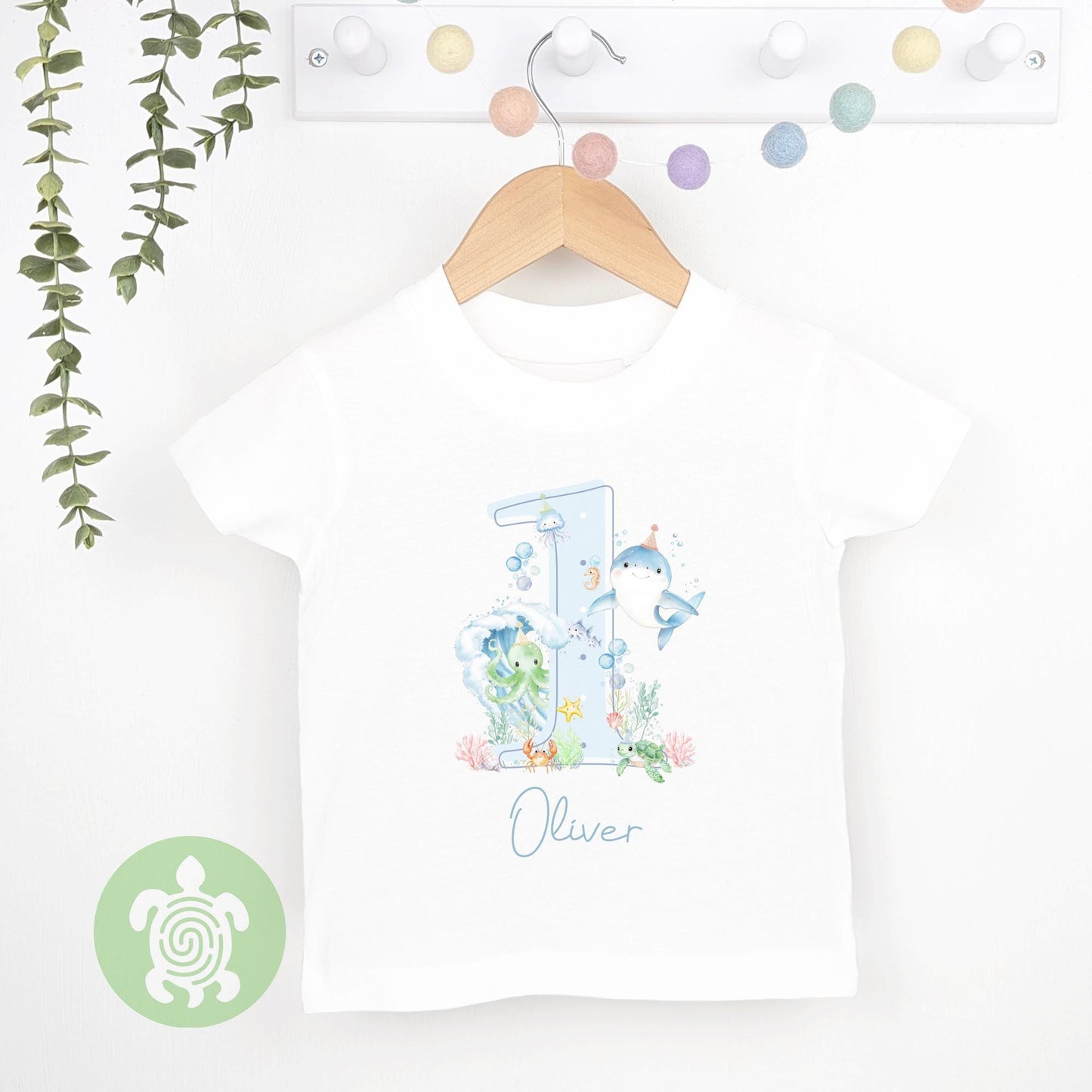 Blue Sea Life Shadow Any Age, 1st Birthday Party Sweatshirt, Personalised First Birthday design, Childs Top, Jumper, Boy Birthday Outfit