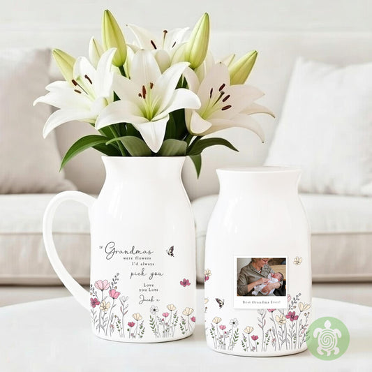 Personalised If … were flowers I’d we’d pick you Photo, Mother’s Day, Pink Wildflower, Floral Ceramic Vase, Flower Jug Mug, Birthday gift