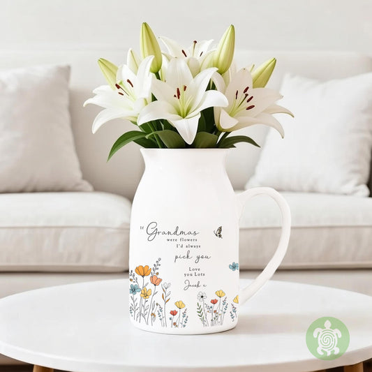 Personalised If … were flowers I’d we’d pick you, Mother’s Day, Wildflower, Floral Ceramic Vase, Flower Jug Mug, Birthday gift, Nannas Mums