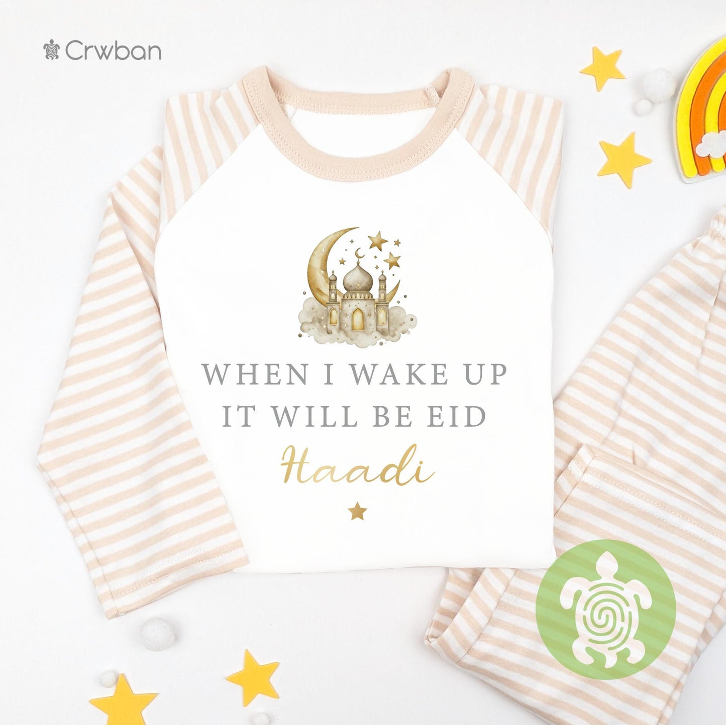 Personalised When I Wake Up It Will Be Eid for Kids, Ramadan and Eid , Celebration Outfit, Cotton Set for Girls & Boys, Tight-fitting style