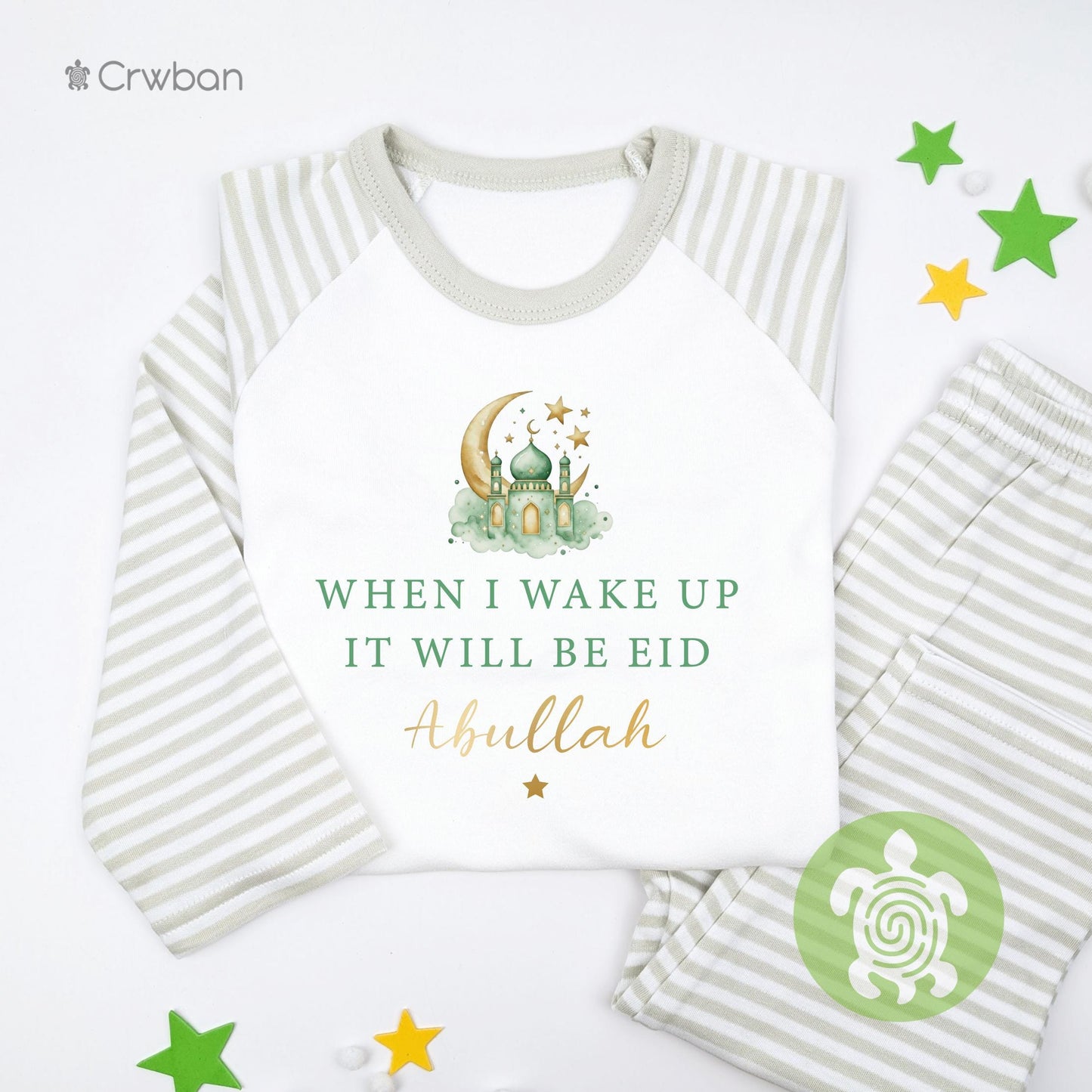 Personalised When I Wake Up It Will Be Eid for Kids, Ramadan and Eid , Celebration Outfit, Cotton Set for Girls & Boys, Tight-fitting style